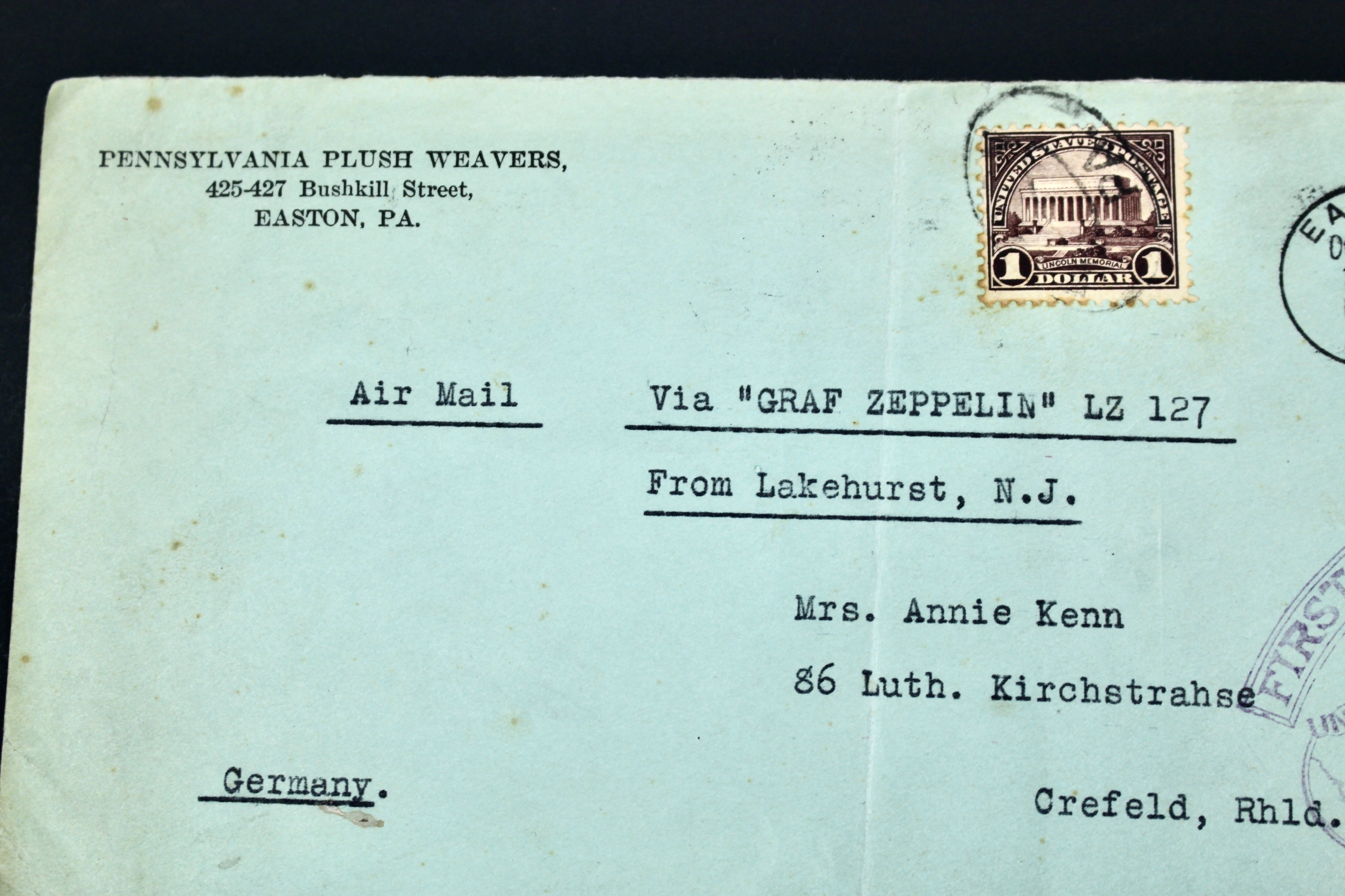 1928 Graf Zeppelin First Flight Postal Cover, Including Scott 571