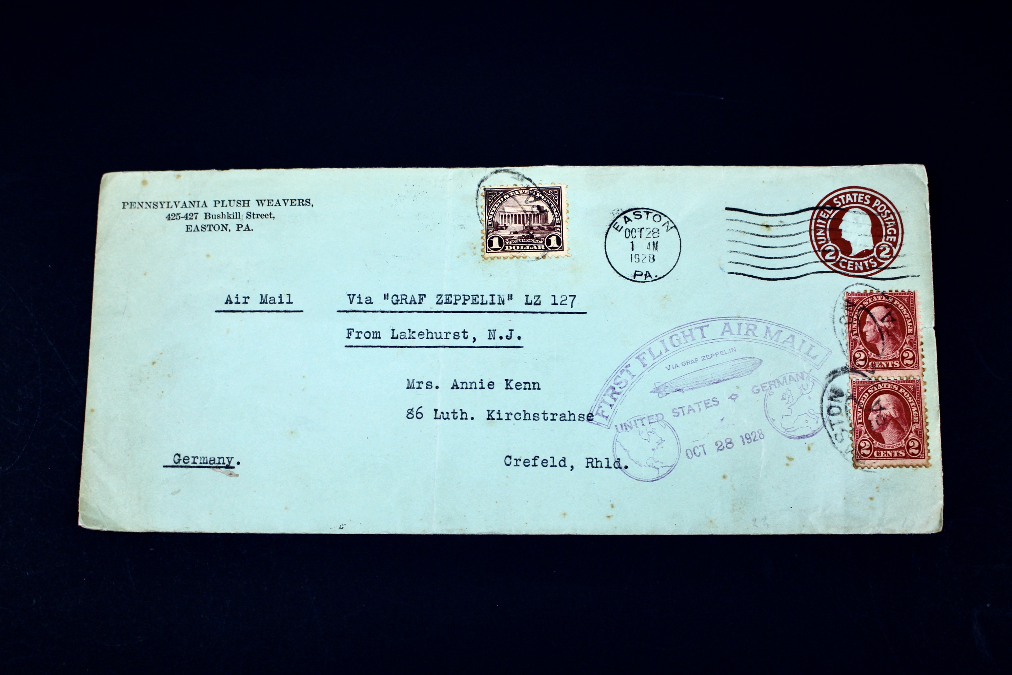 1928 Graf Zeppelin First Flight Postal Cover, Including Scott 571