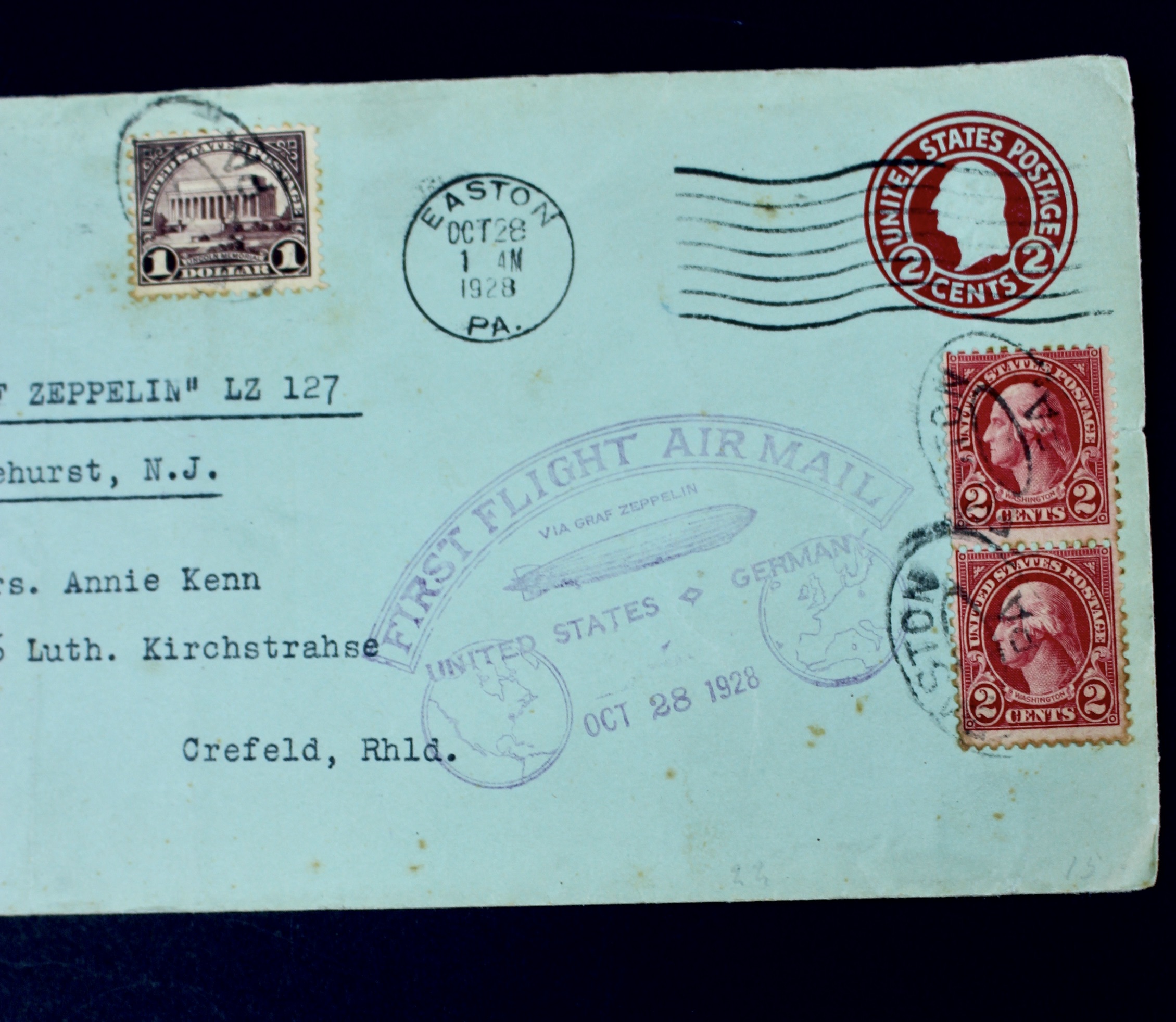1928 Graf Zeppelin First Flight Postal Cover, Including Scott 571