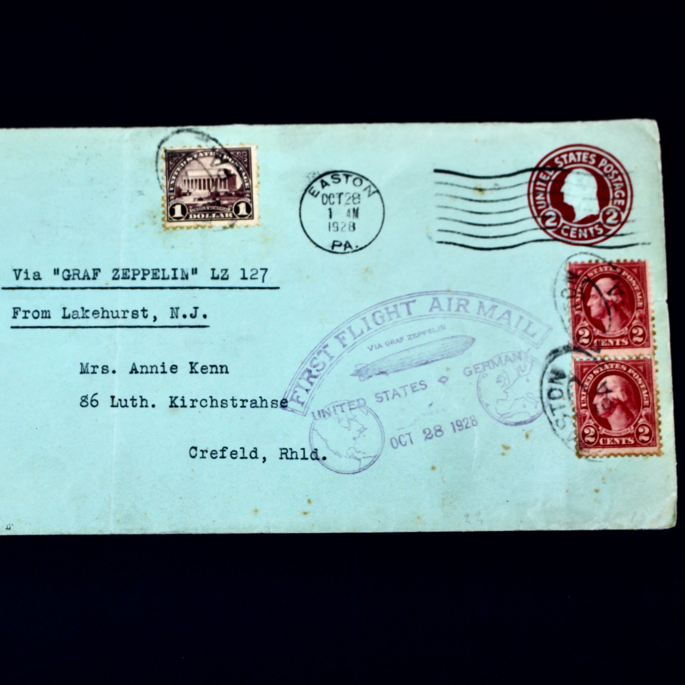 1928 Graf Zeppelin First Flight Postal Cover, Including Scott 571