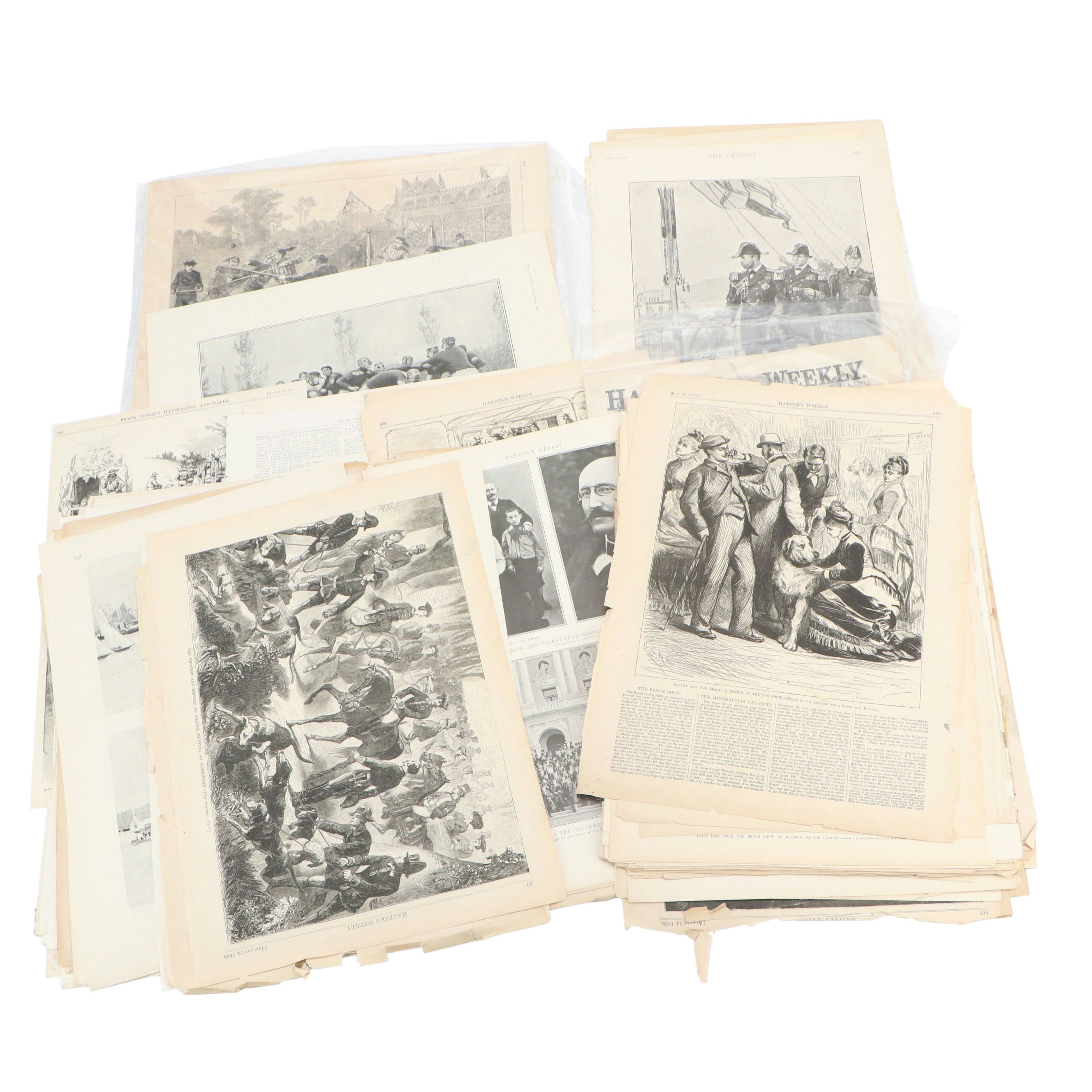 "Harper's Weekly" Magazines and Pages, Mid to Late 19th Century