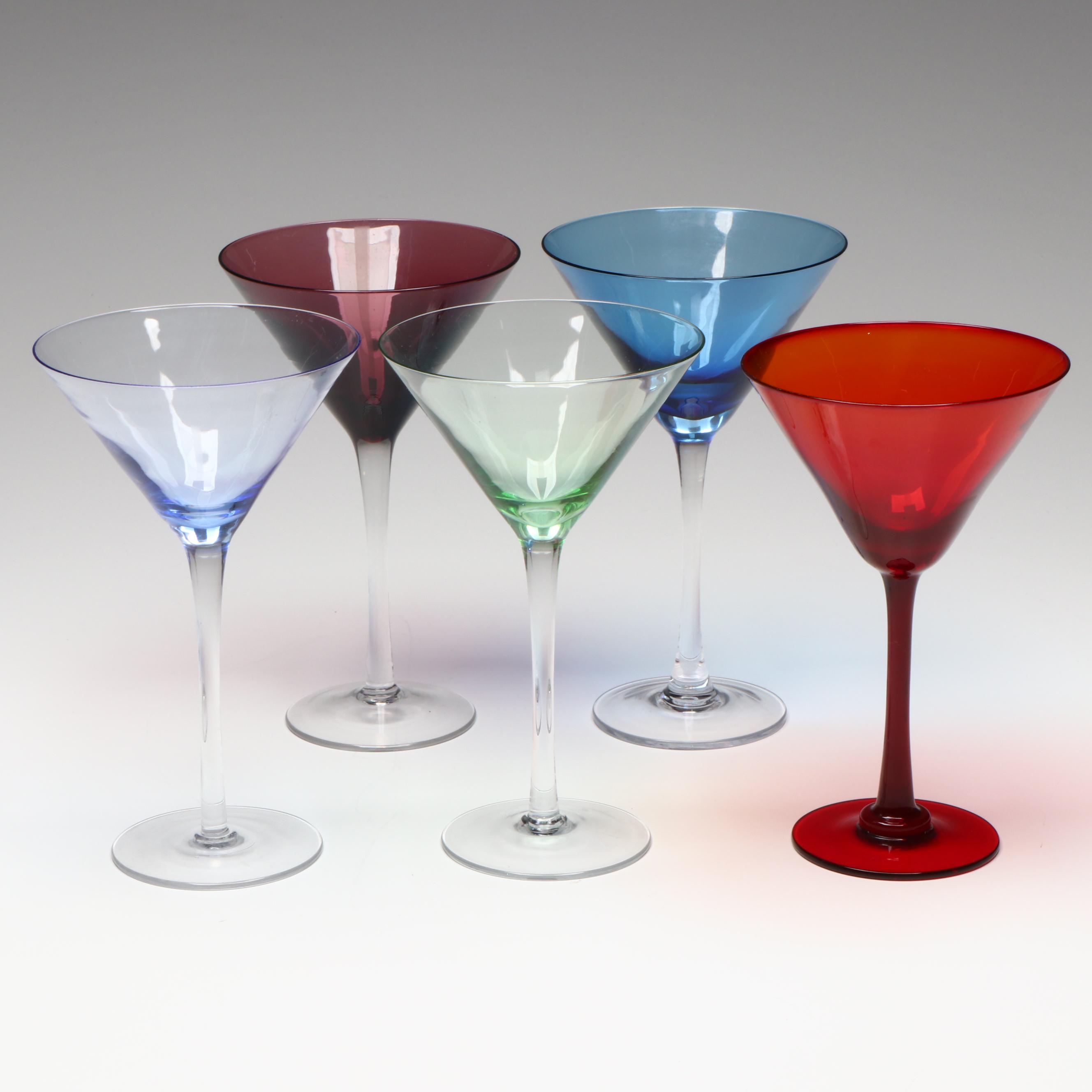 Contemporary Tinted Martini Glasses