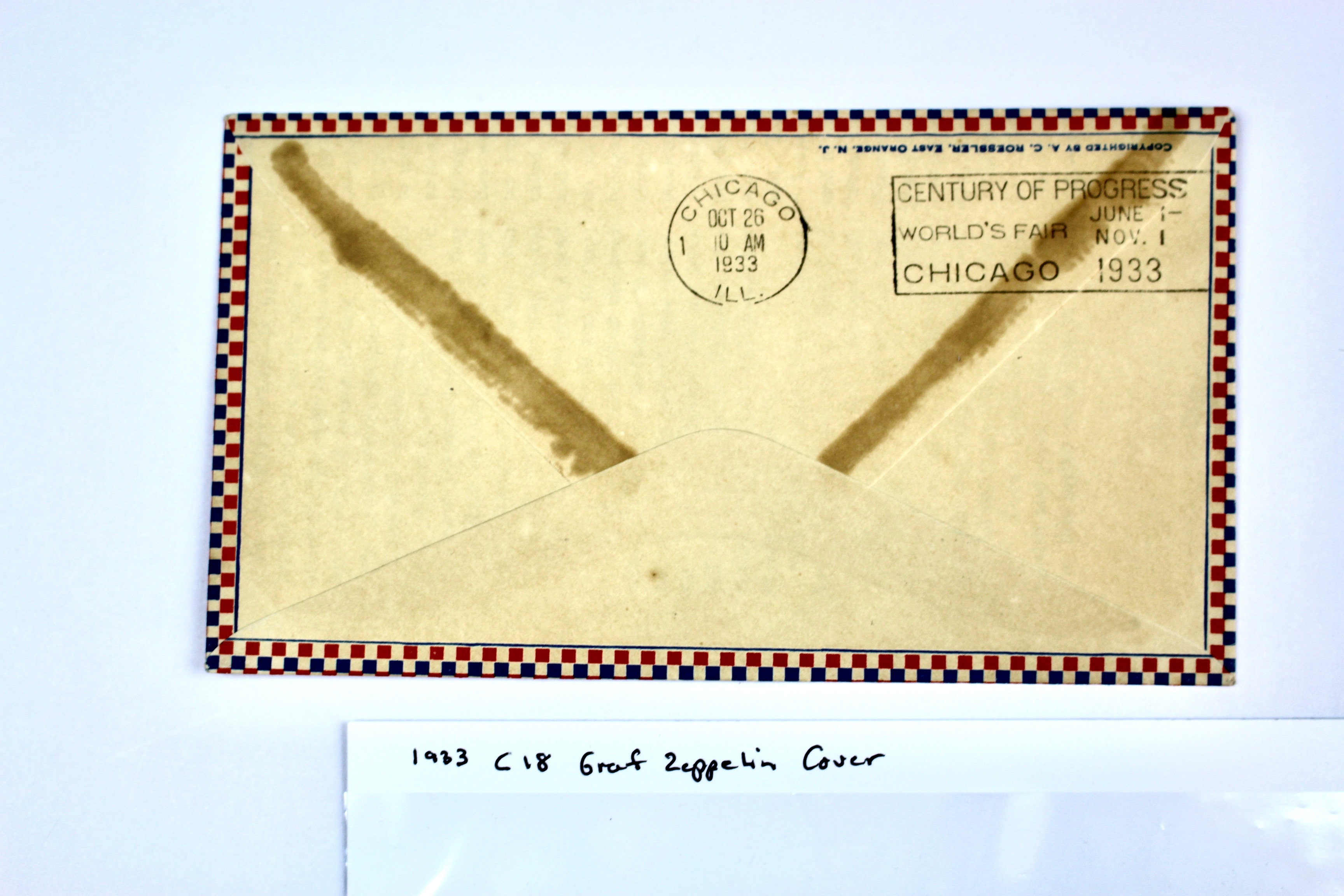 1933 Graf Zeppelin Century of Progress Postal Cover, Including Scott C18