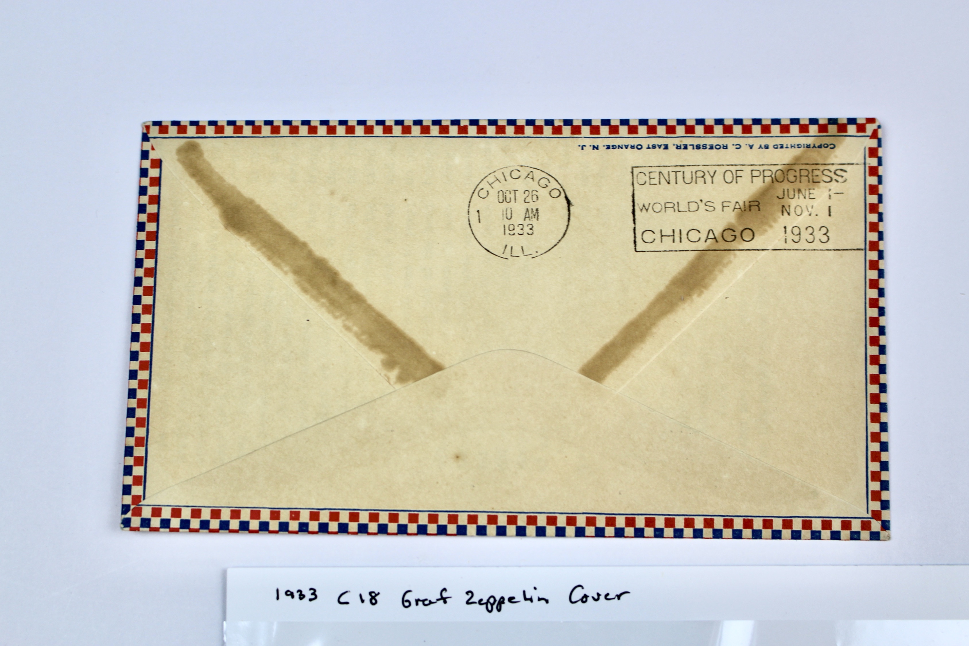1933 Graf Zeppelin Century of Progress Postal Cover, Including Scott C18