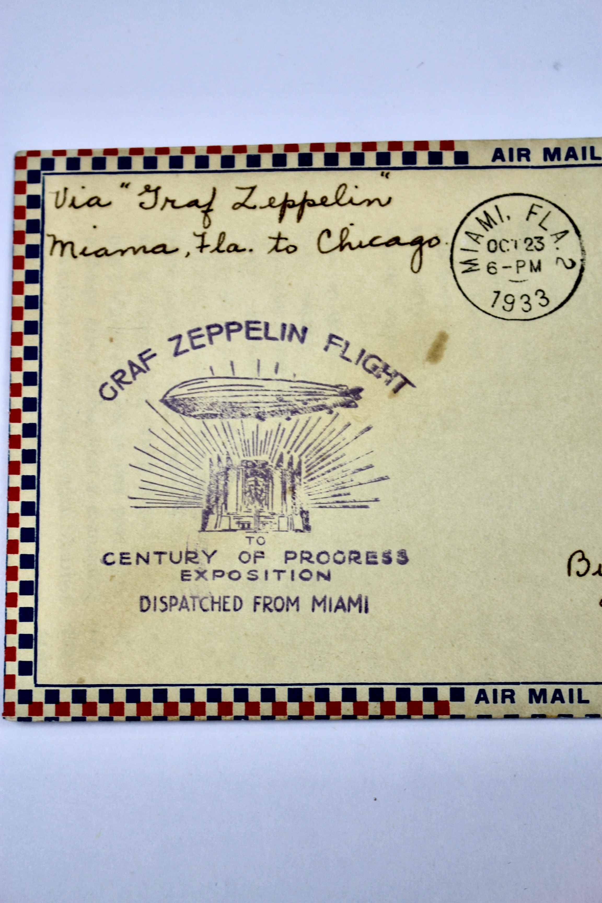 1933 Graf Zeppelin Century of Progress Postal Cover, Including Scott C18