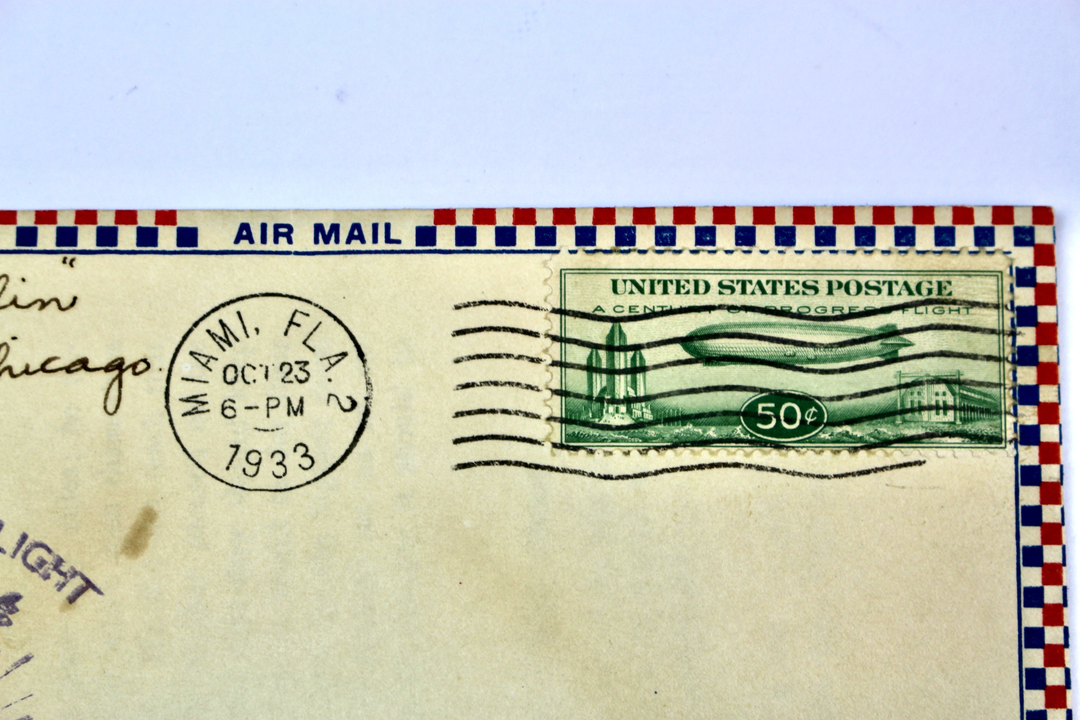 1933 Graf Zeppelin Century of Progress Postal Cover, Including Scott C18