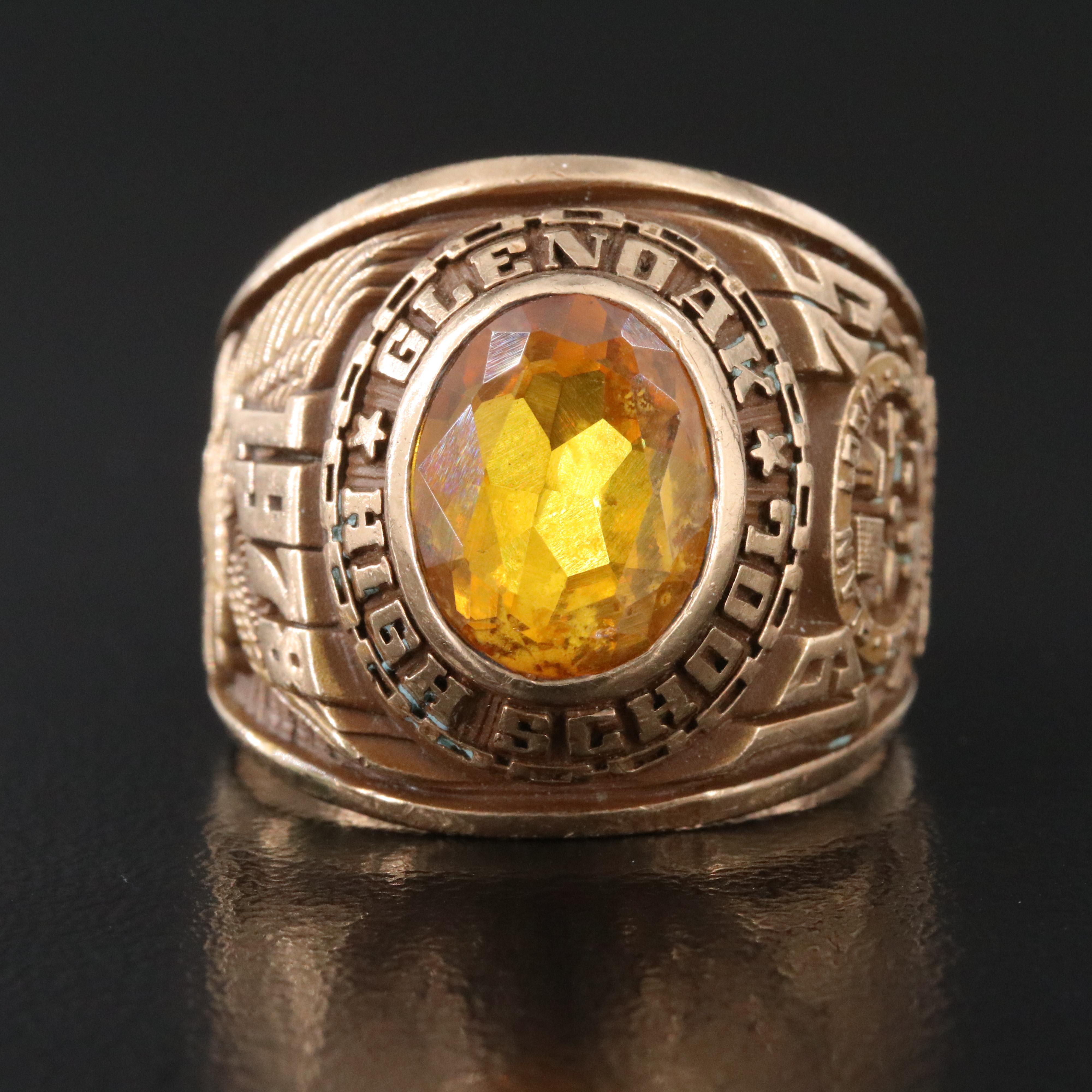 Vintage 10K Sapphire Class Ring