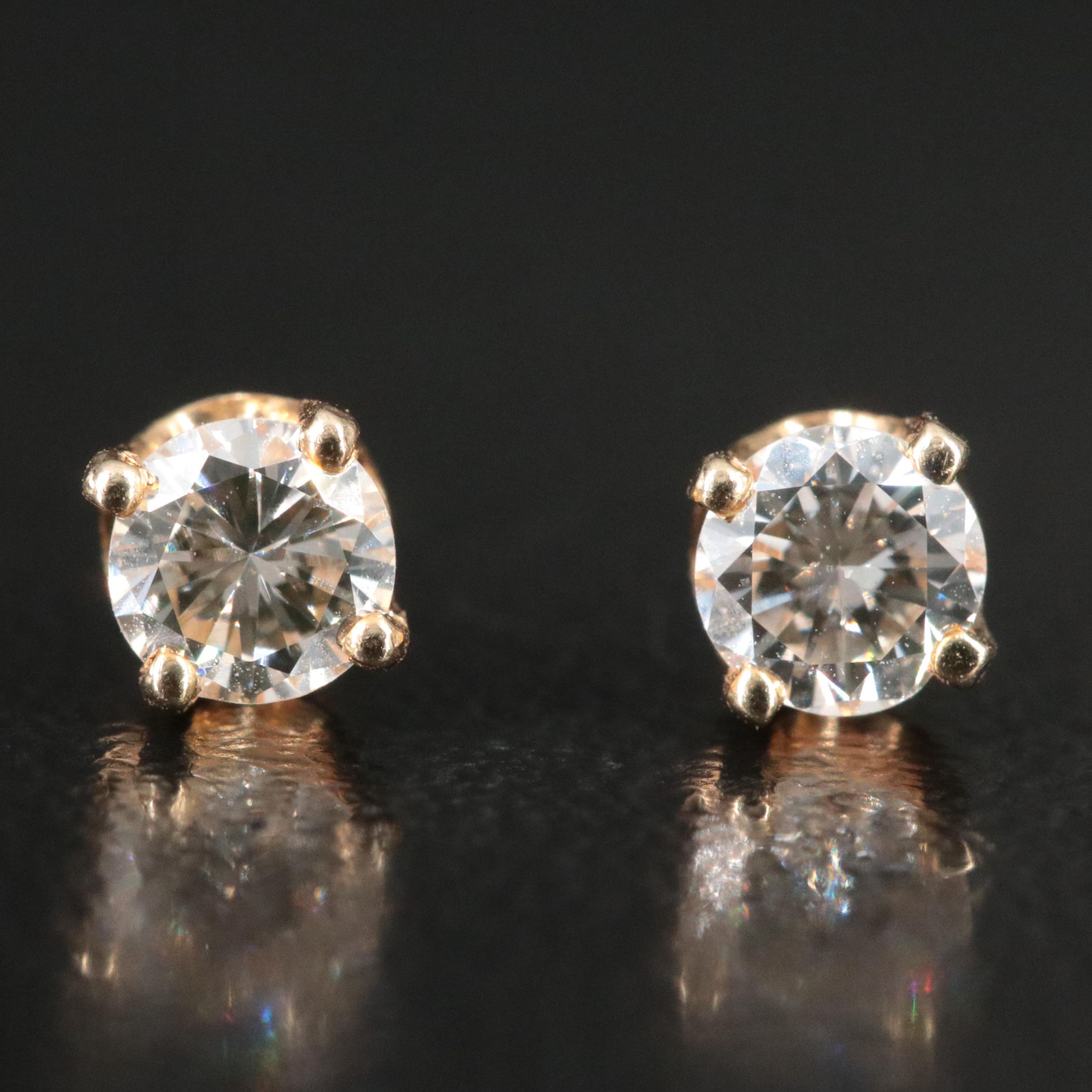 14K 0.40 CTW Diamond Solitaire Stud Earrings