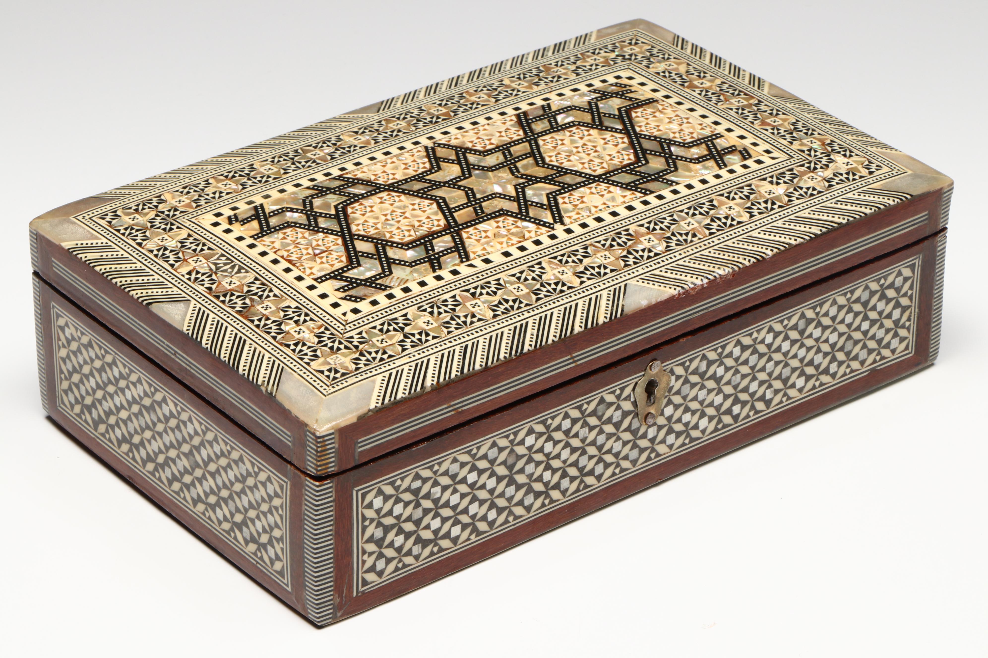 Egyptian Inlaid Mother-of-Pearl, Abalone and Beechwood Decorative Boxes