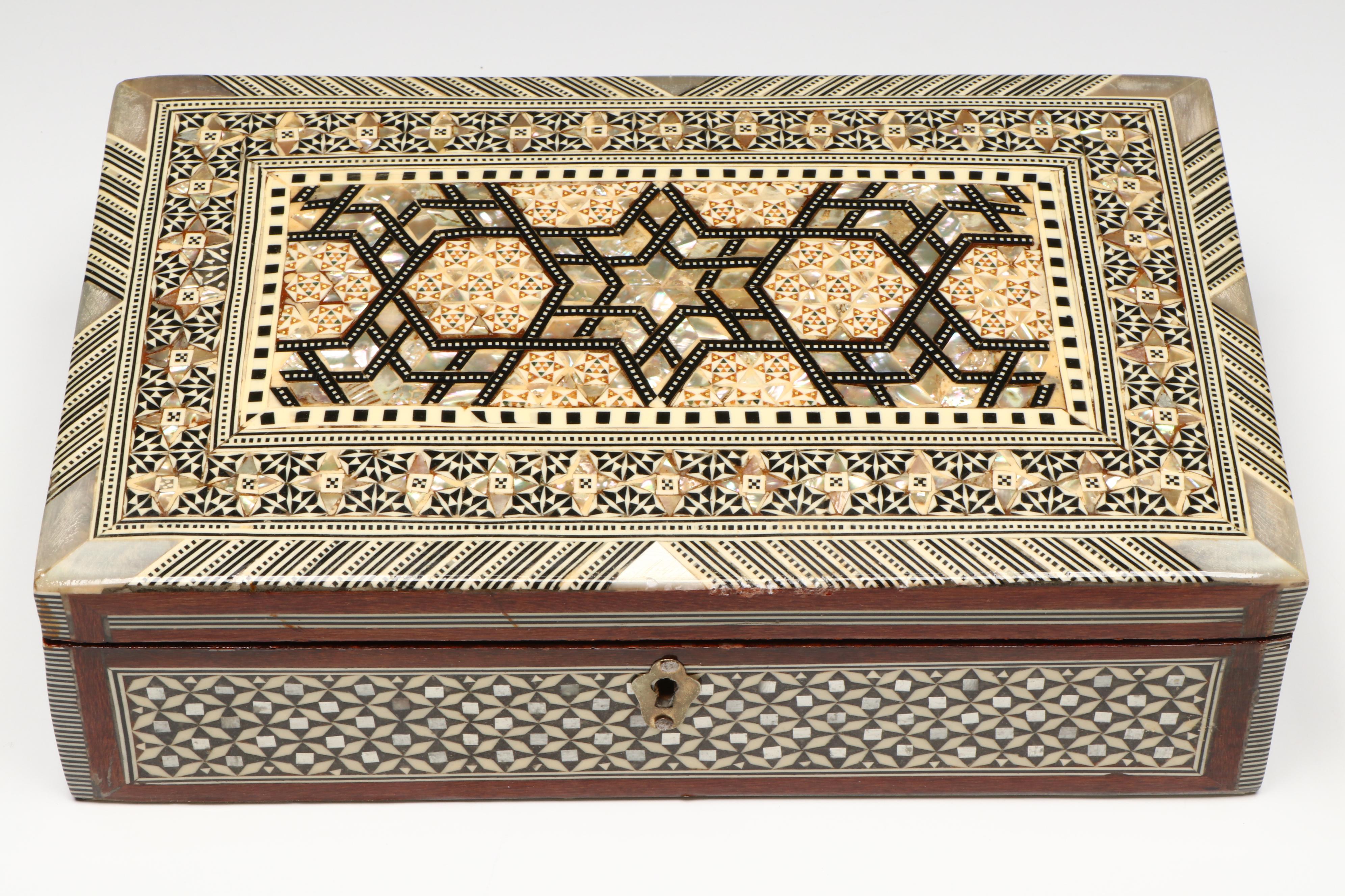 Egyptian Inlaid Mother-of-Pearl, Abalone and Beechwood Decorative Boxes