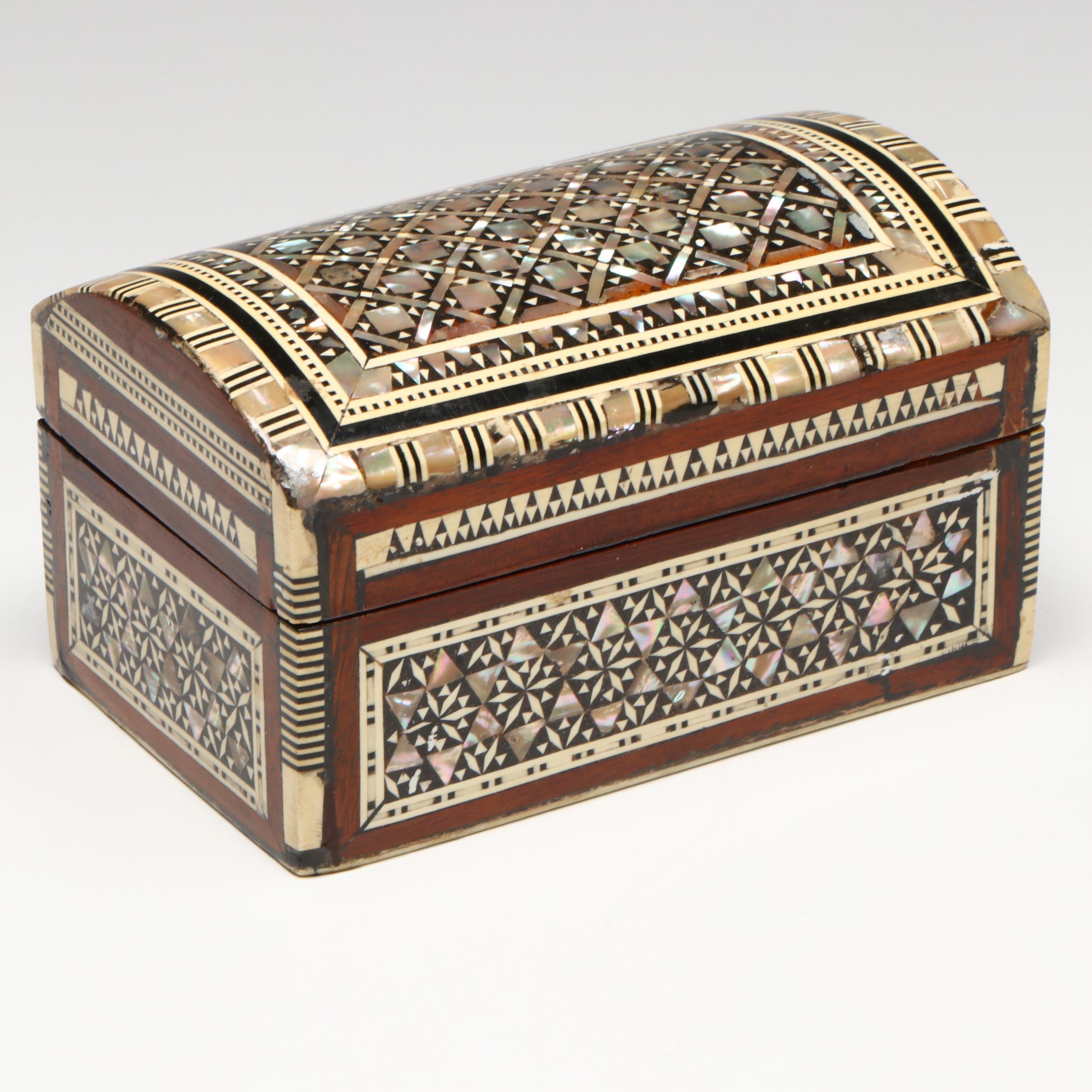 Egyptian Inlaid Mother-of-Pearl, Abalone and Beechwood Decorative Boxes