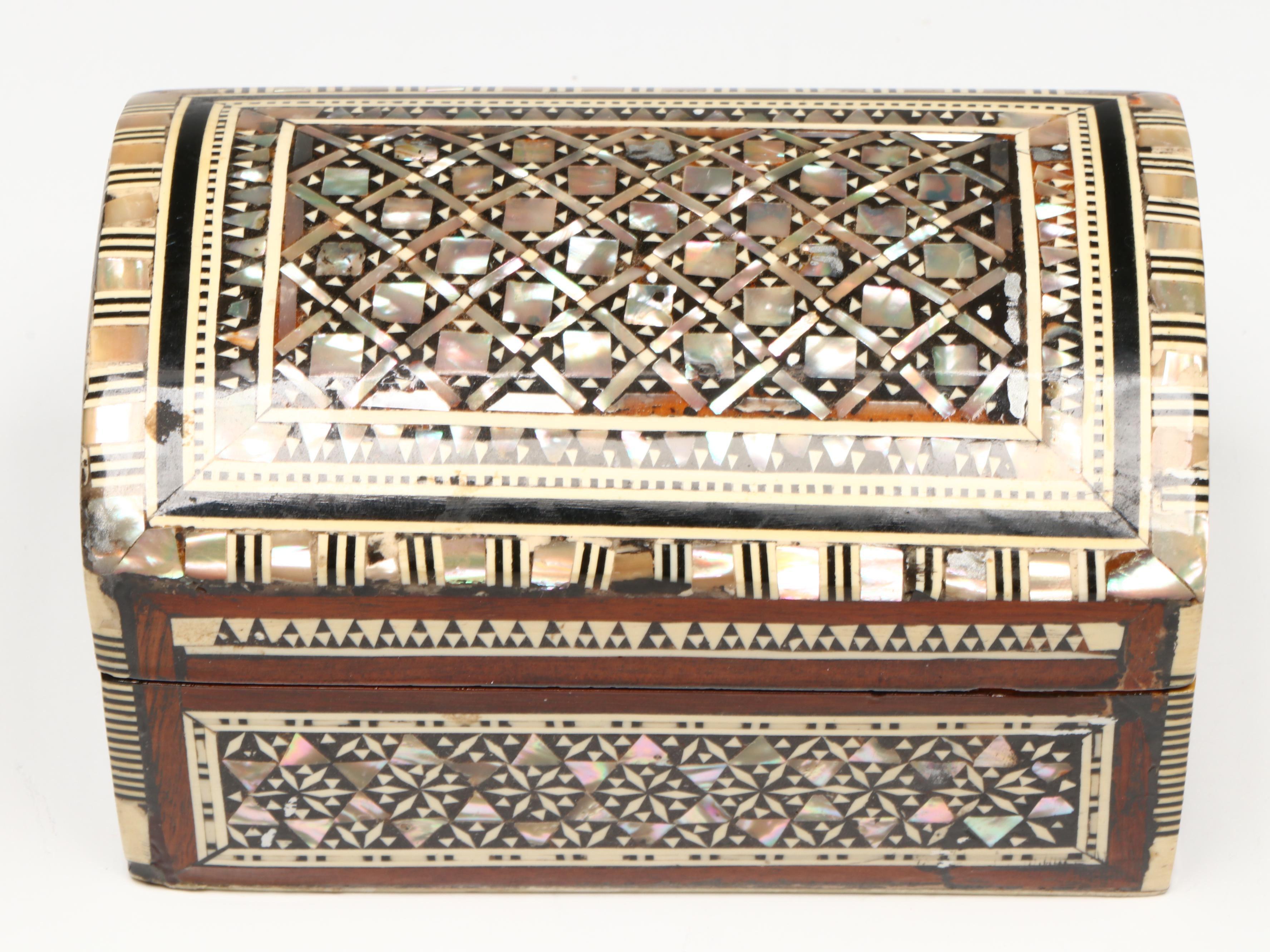 Egyptian Inlaid Mother-of-Pearl, Abalone and Beechwood Decorative Boxes