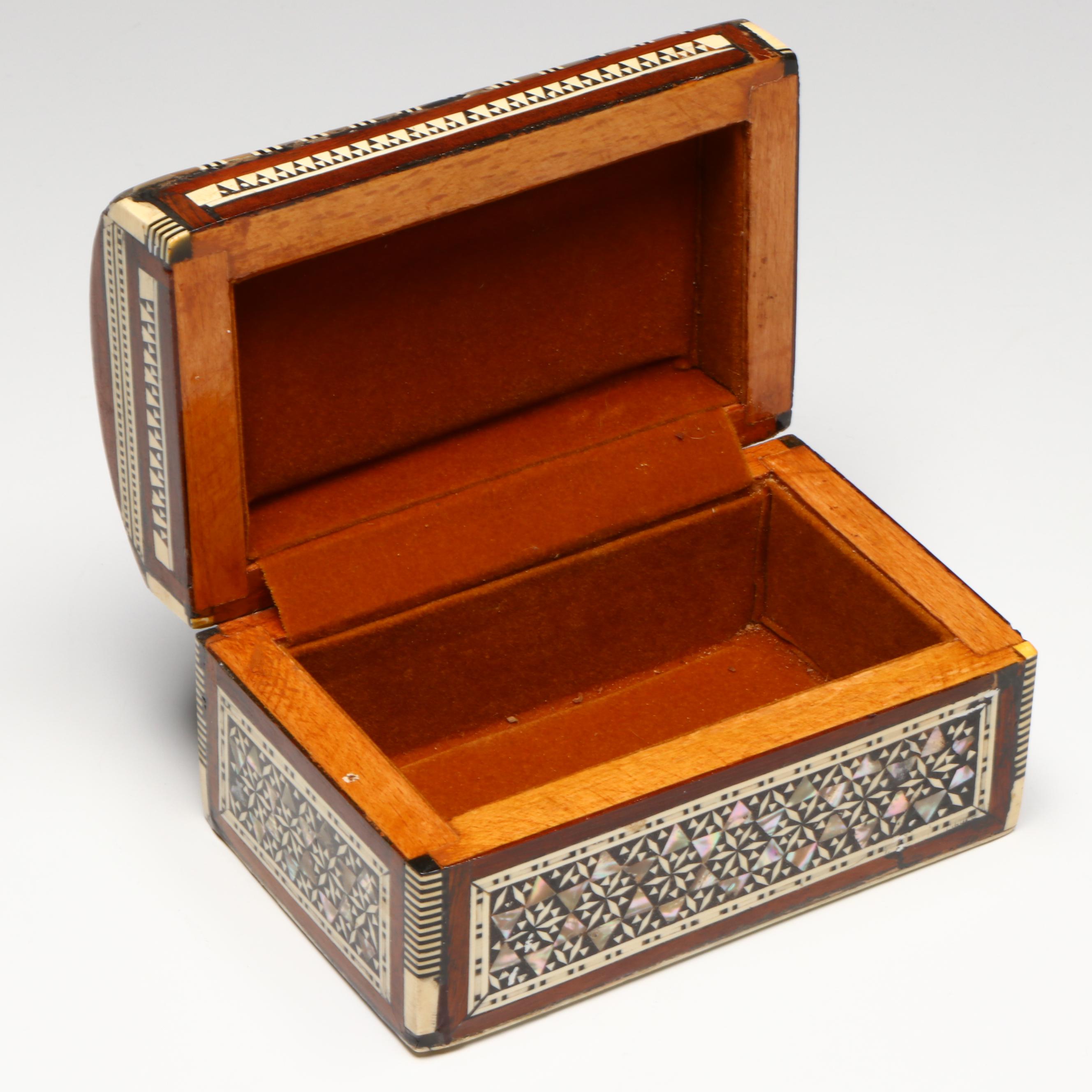 Egyptian Inlaid Mother-of-Pearl, Abalone and Beechwood Decorative Boxes