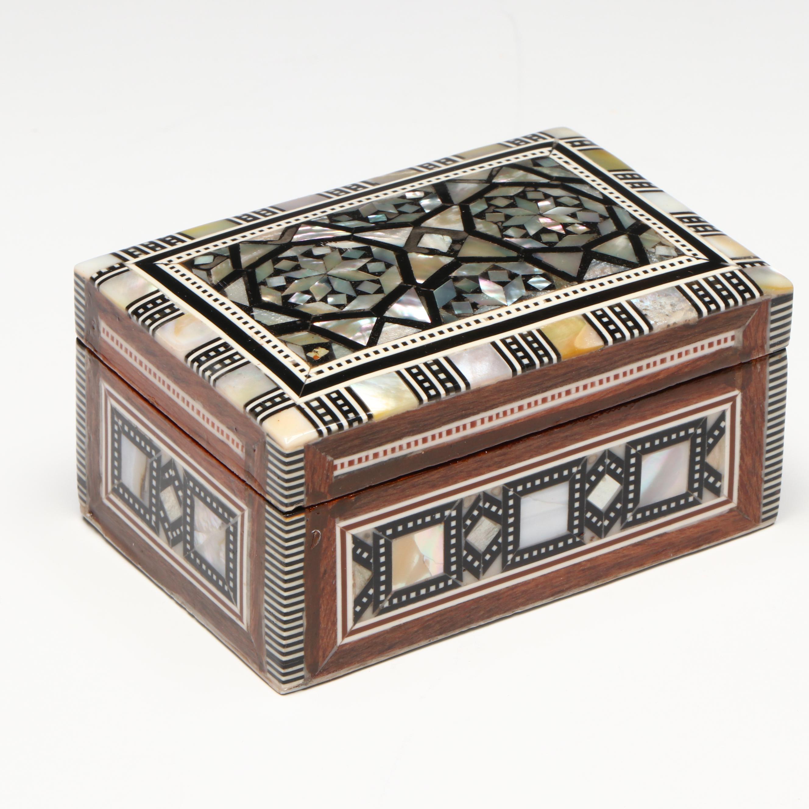 Egyptian Inlaid Mother-of-Pearl, Abalone and Beechwood Decorative Boxes