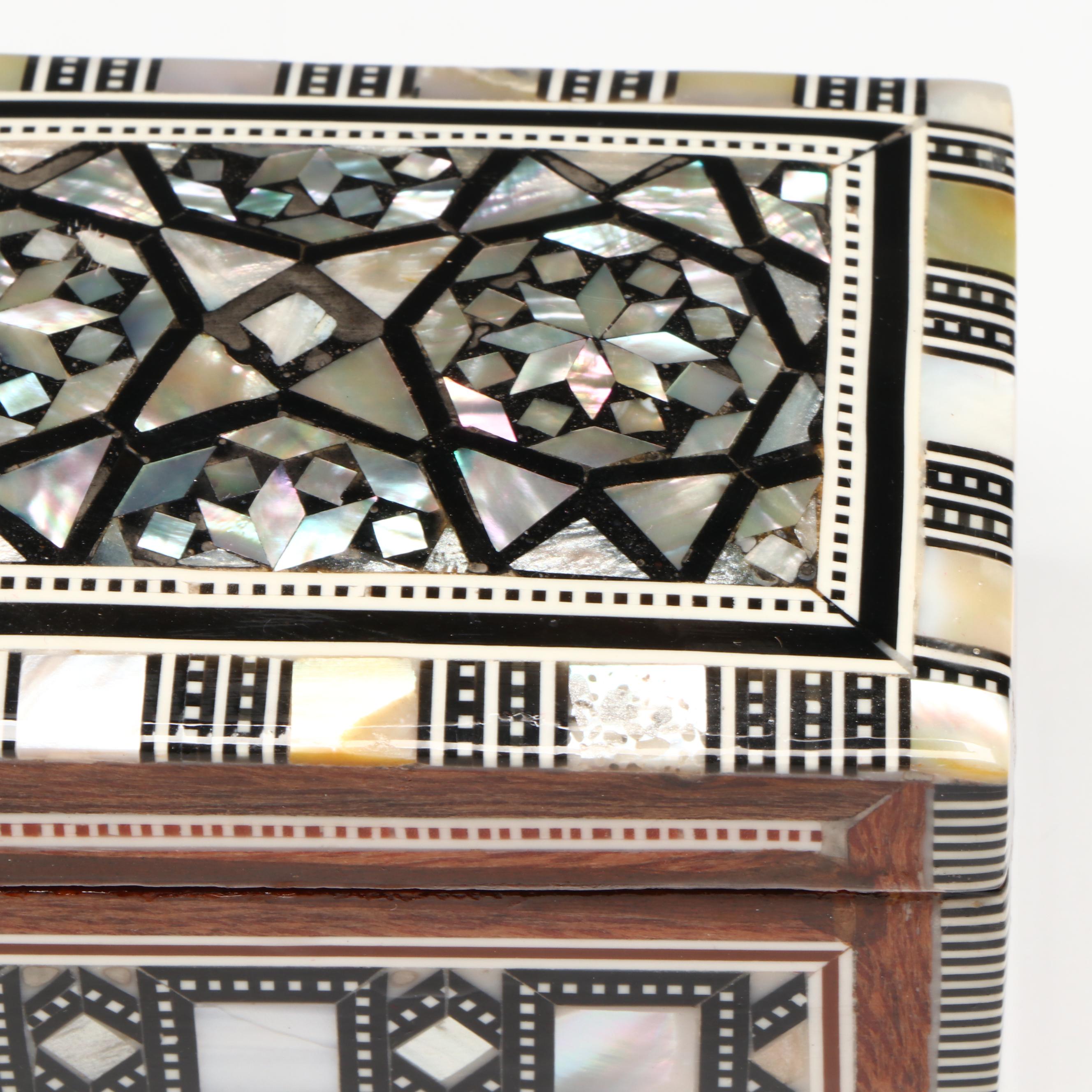 Egyptian Inlaid Mother-of-Pearl, Abalone and Beechwood Decorative Boxes
