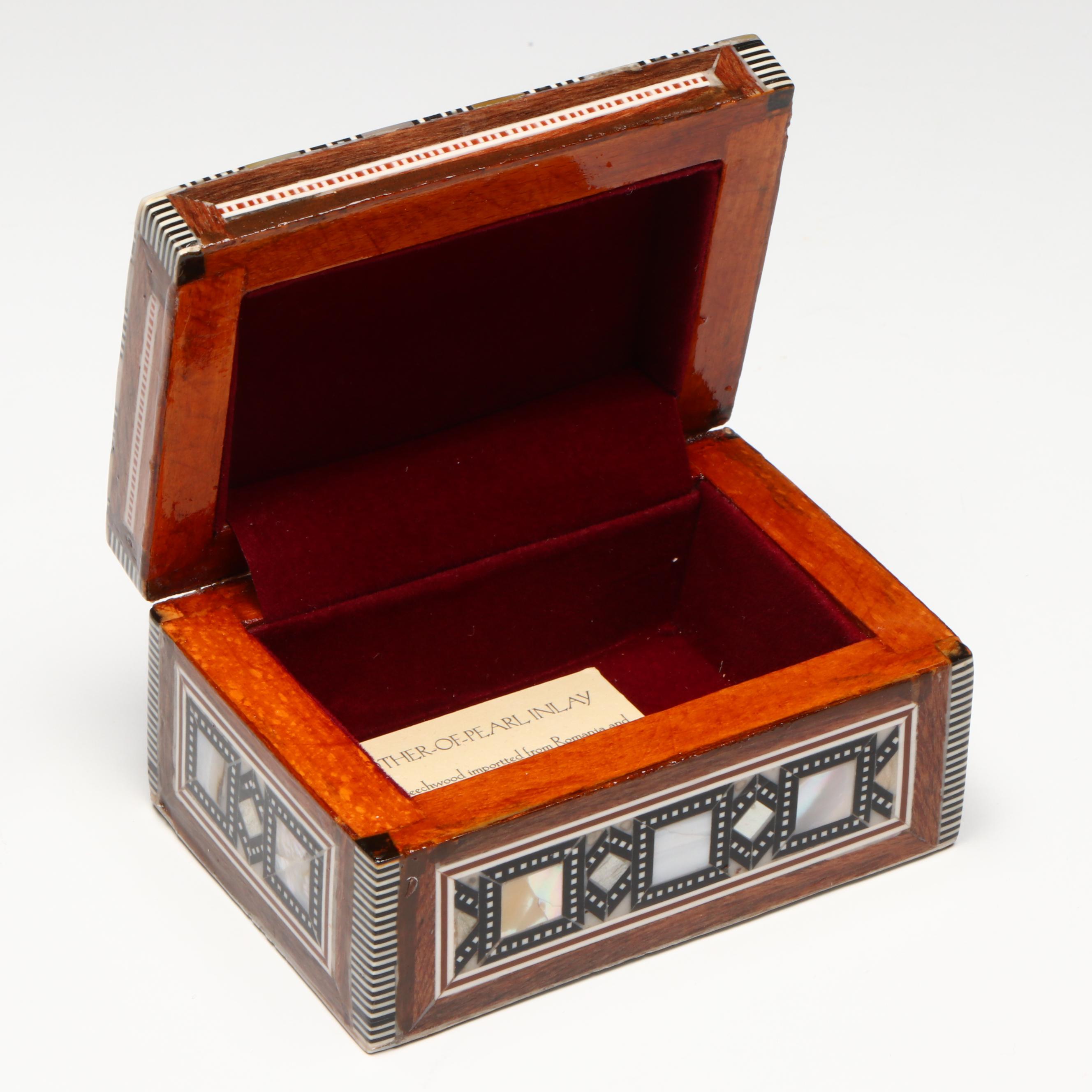 Egyptian Inlaid Mother-of-Pearl, Abalone and Beechwood Decorative Boxes