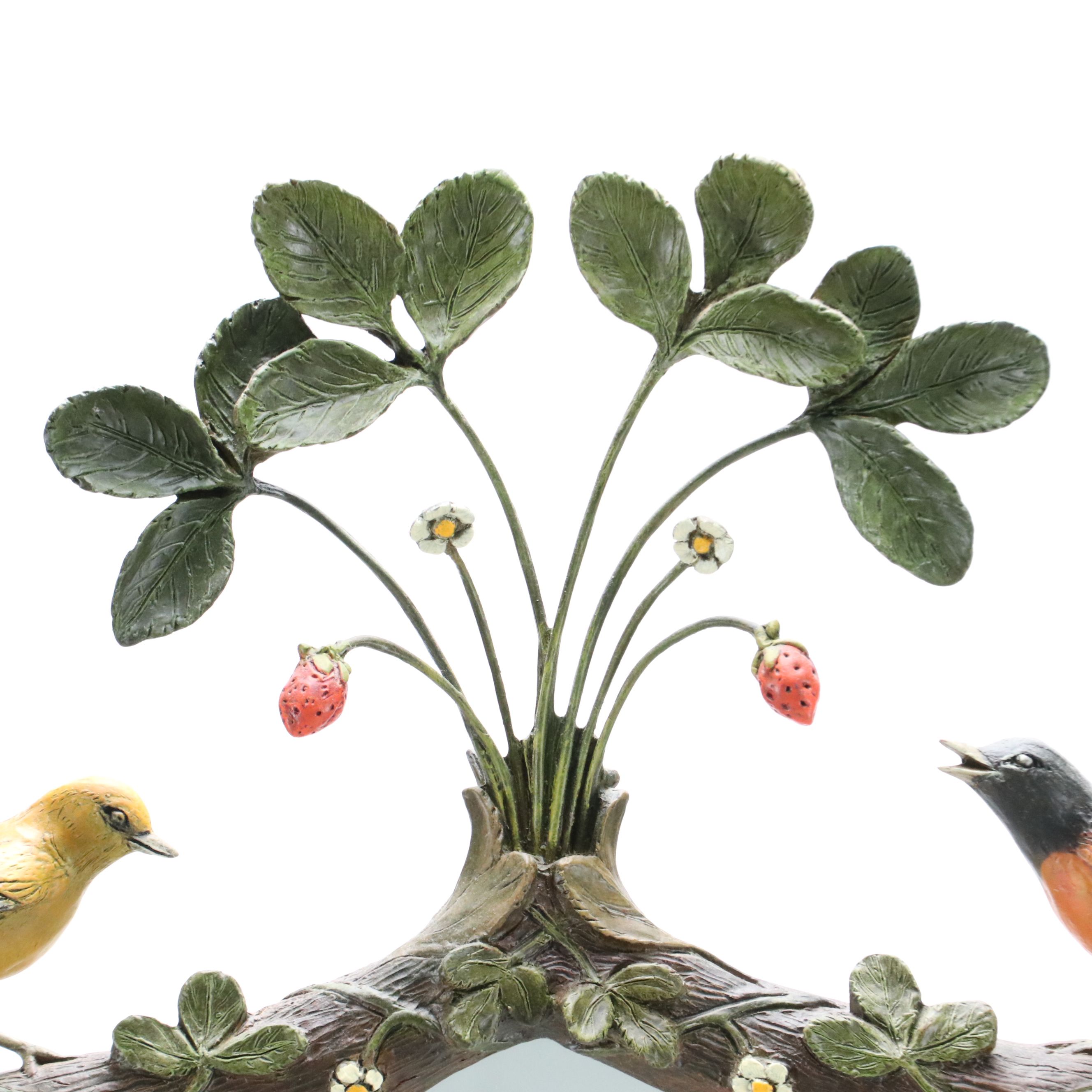 Carver's Guild "Strawberry Thief" Hand-Painted Sculptural Wall Mirror