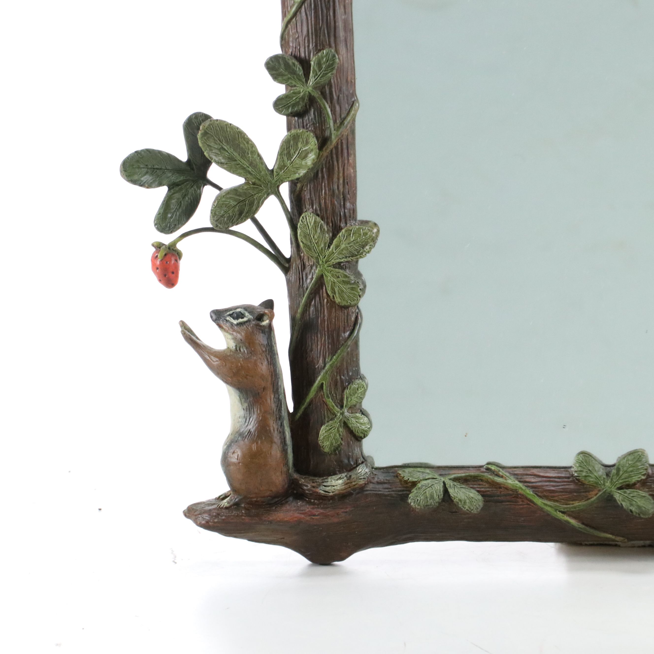 Carver's Guild "Strawberry Thief" Hand-Painted Sculptural Wall Mirror