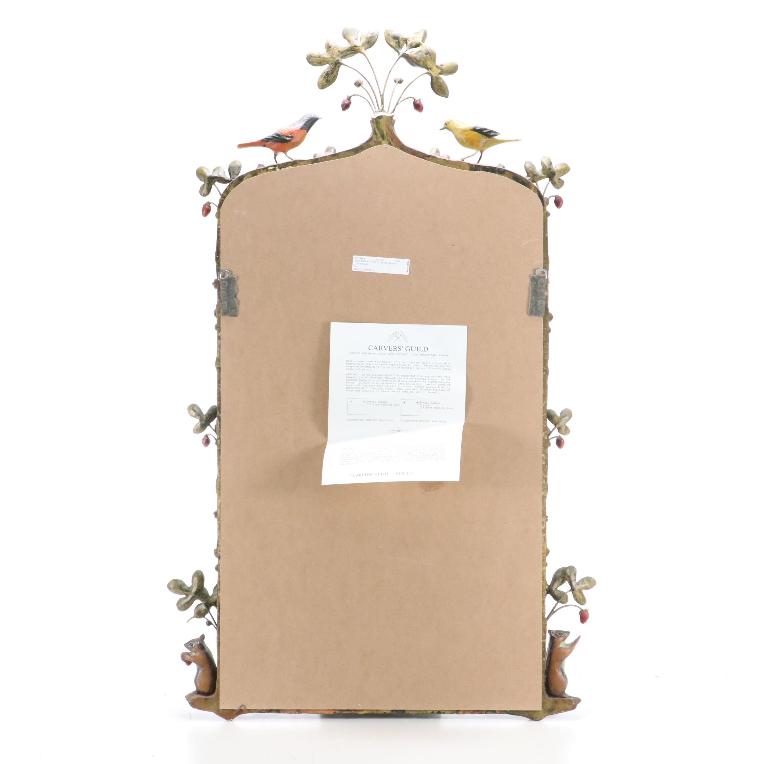 Carver's Guild "Strawberry Thief" Hand-Painted Sculptural Wall Mirror