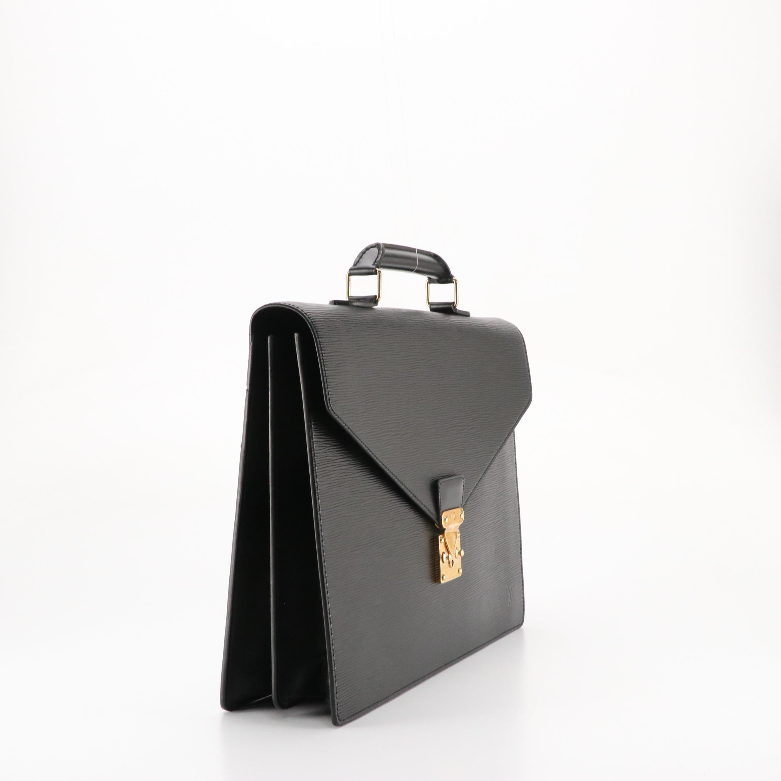 Louis Vuitton Porte Documents Bandoulière Briefcase in Black Epi Leather