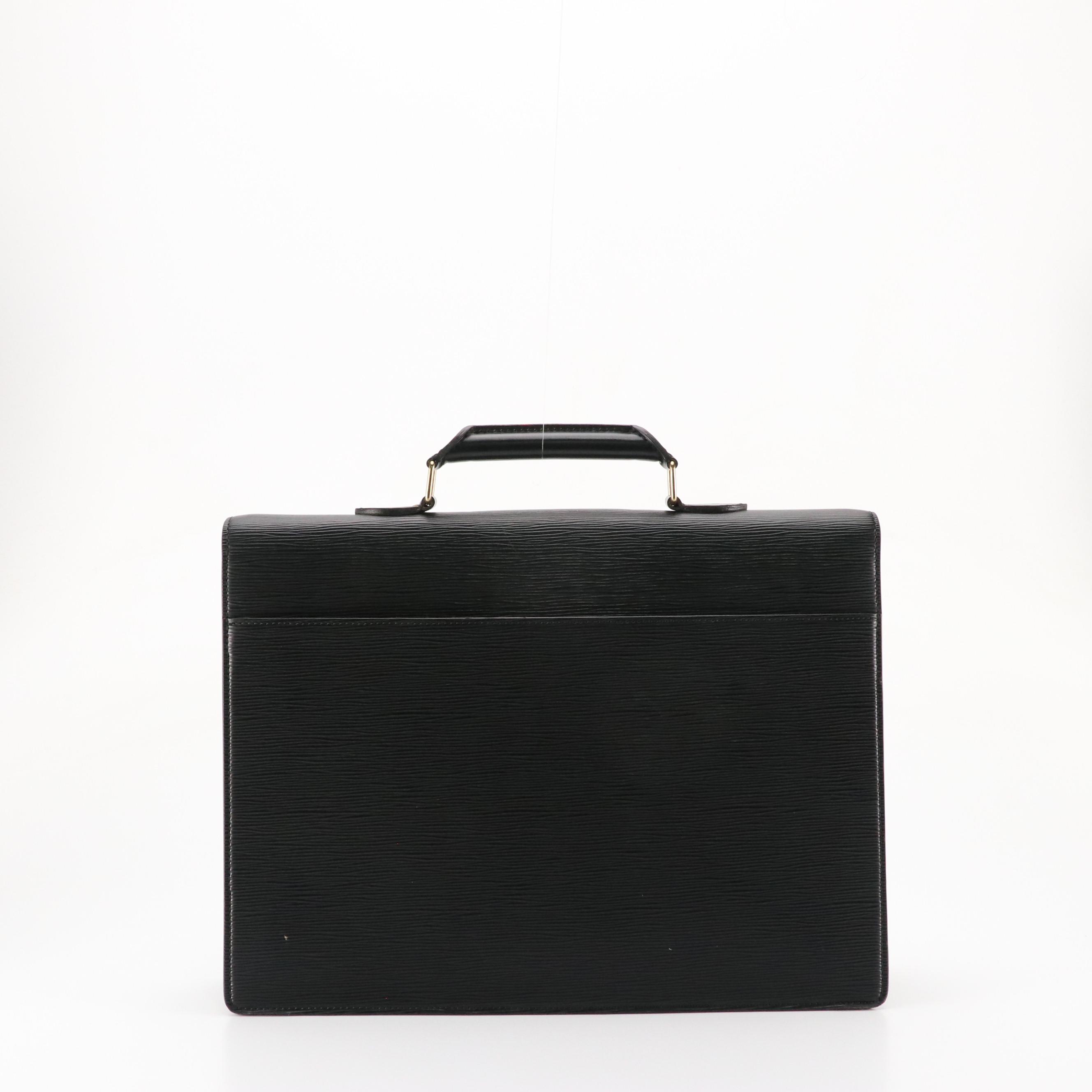 Louis Vuitton Porte Documents Bandoulière Briefcase in Black Epi Leather