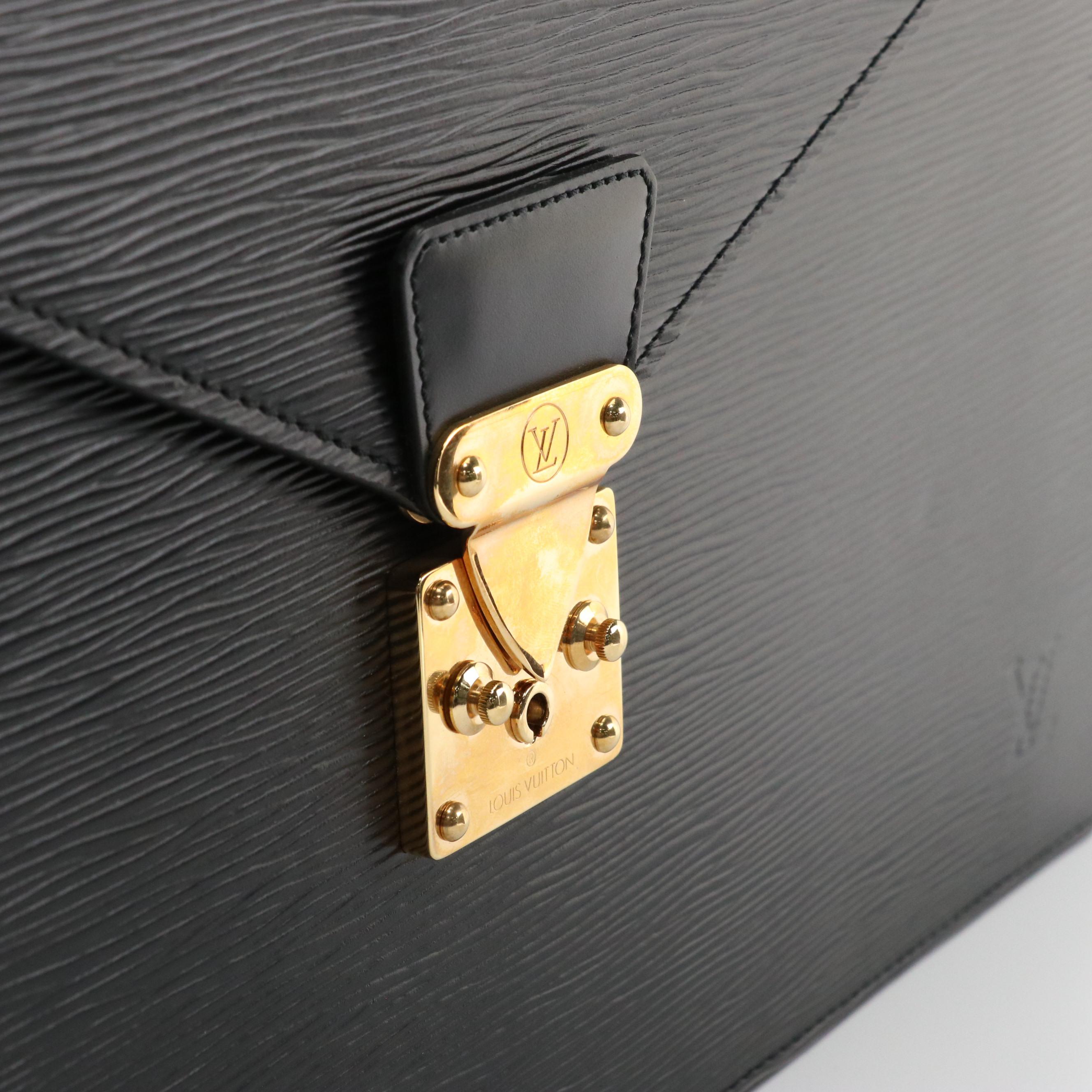 Louis Vuitton Porte Documents Bandoulière Briefcase in Black Epi Leather