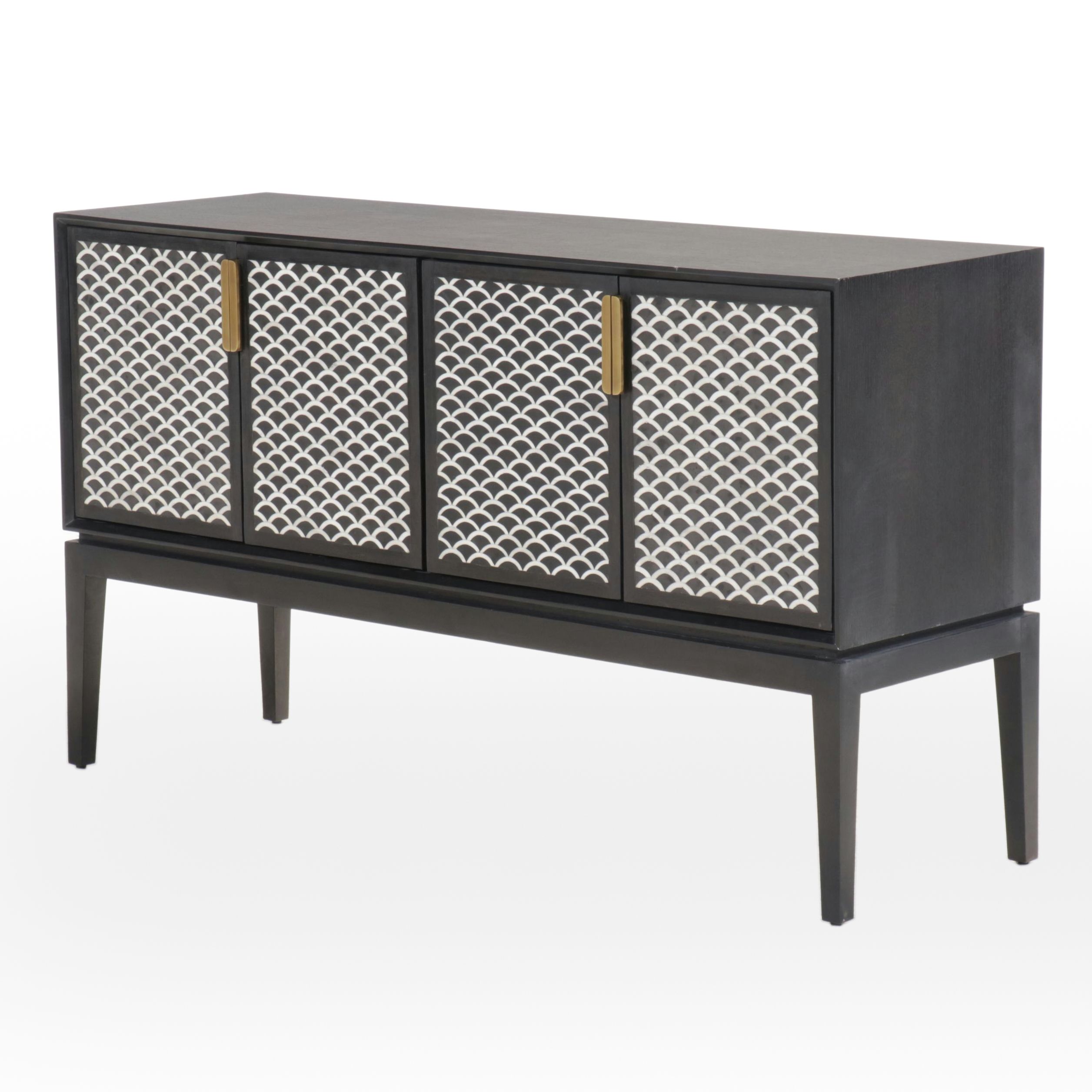 Arhaus Ebonized Wood Credenza with Bone Inlay