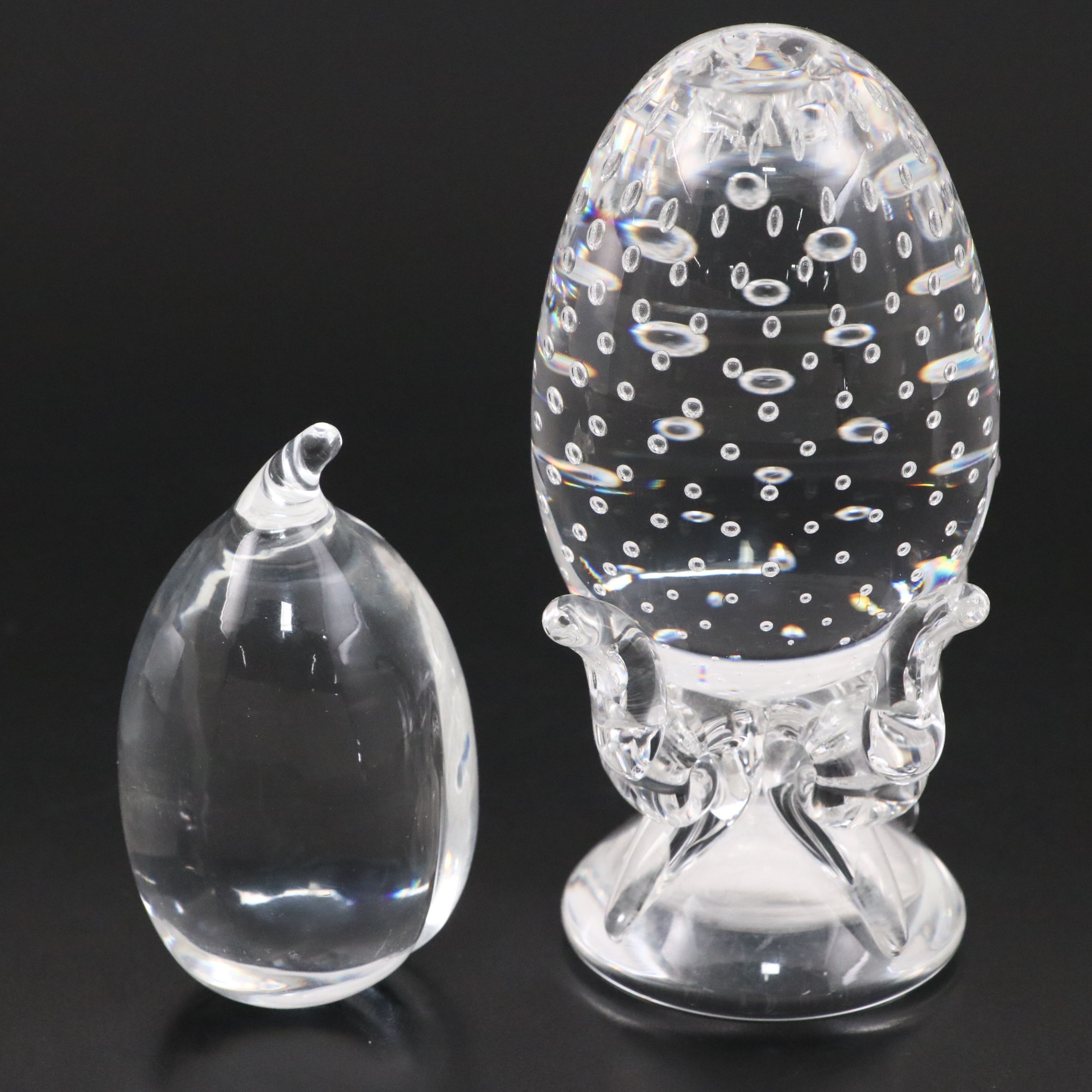 Steuben Art Glass Egg with Pear and Grape Bunch, 20th Century