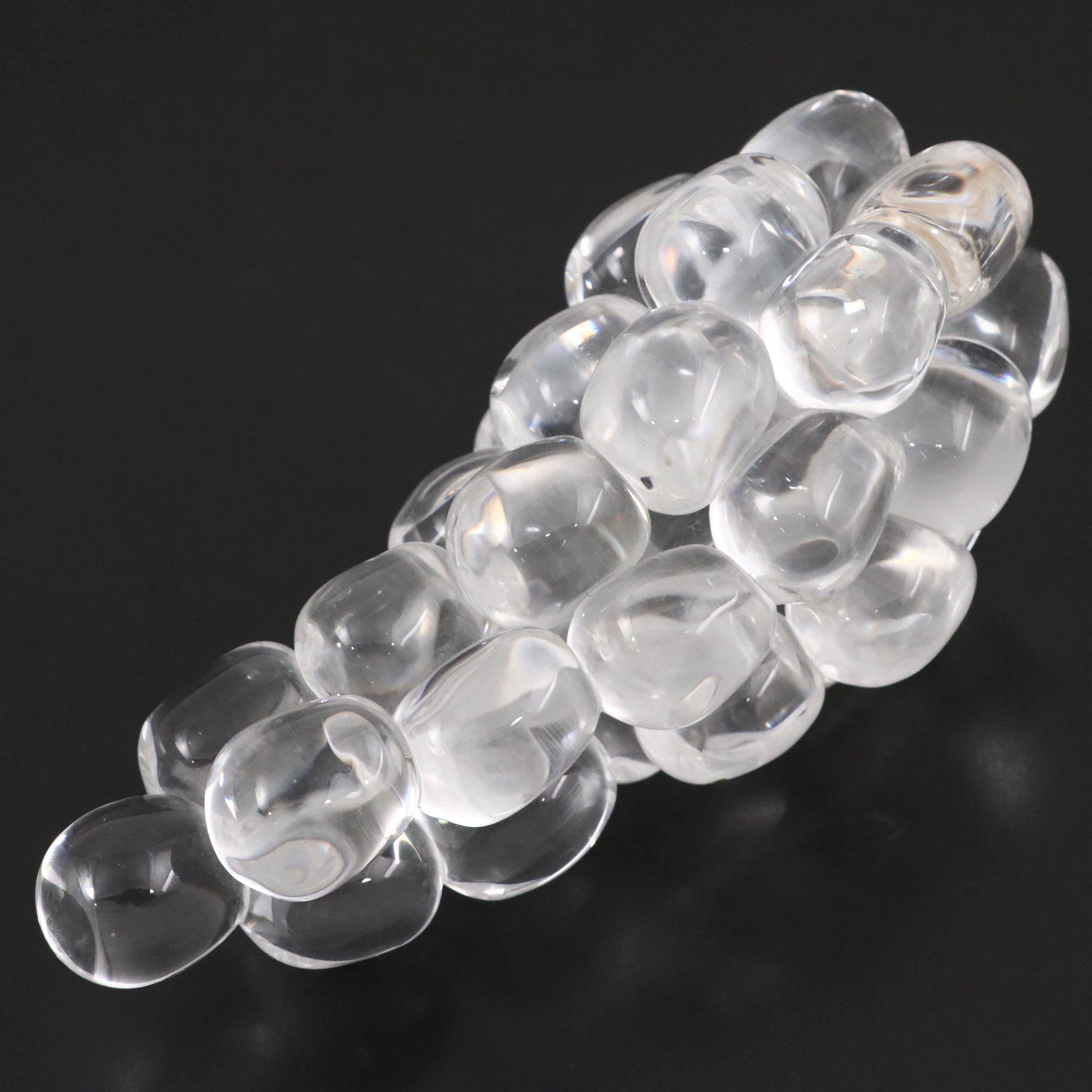 Steuben Art Glass Egg with Pear and Grape Bunch, 20th Century