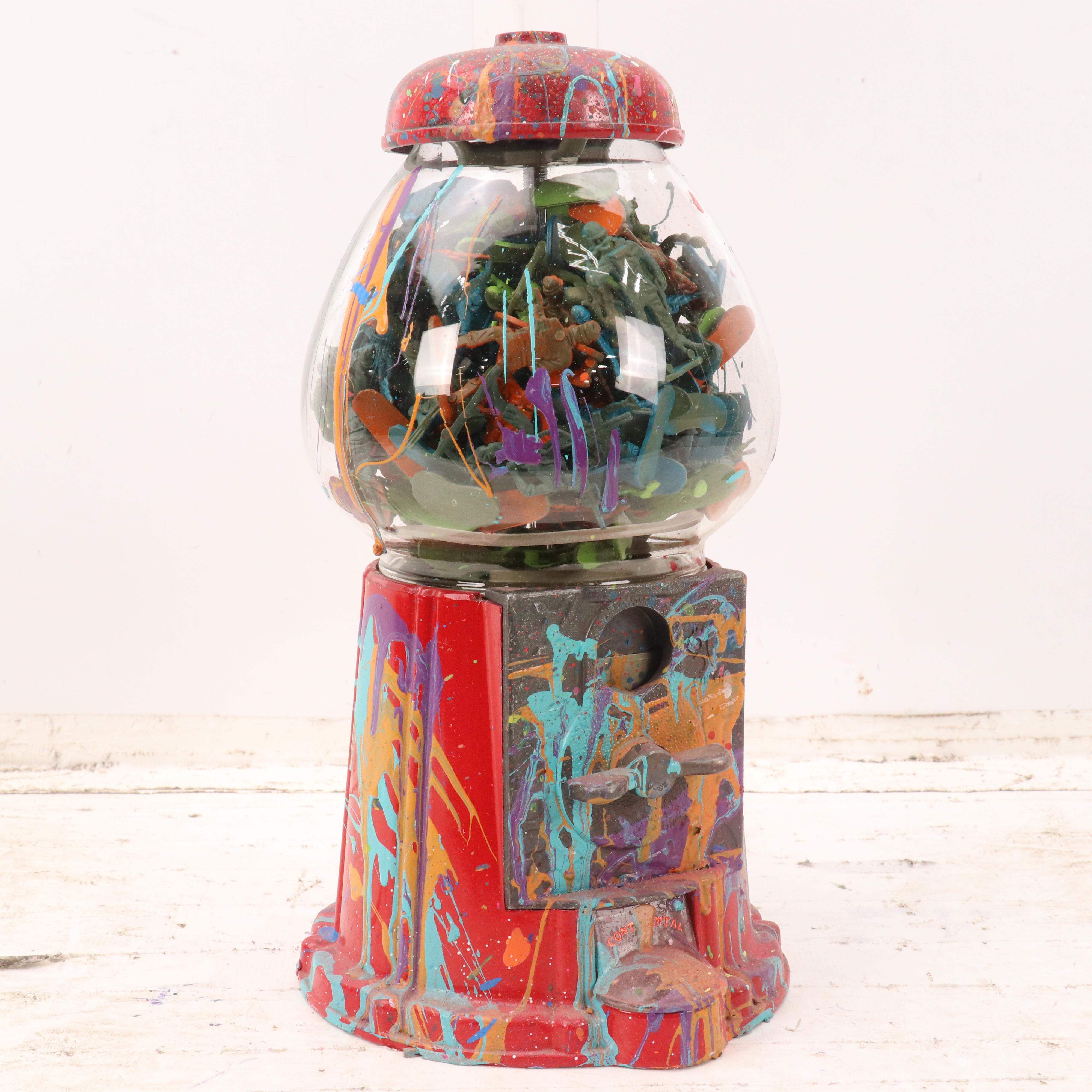 E.M. Zax Mixed Media Found Object Painted Gumball Machine, 2024