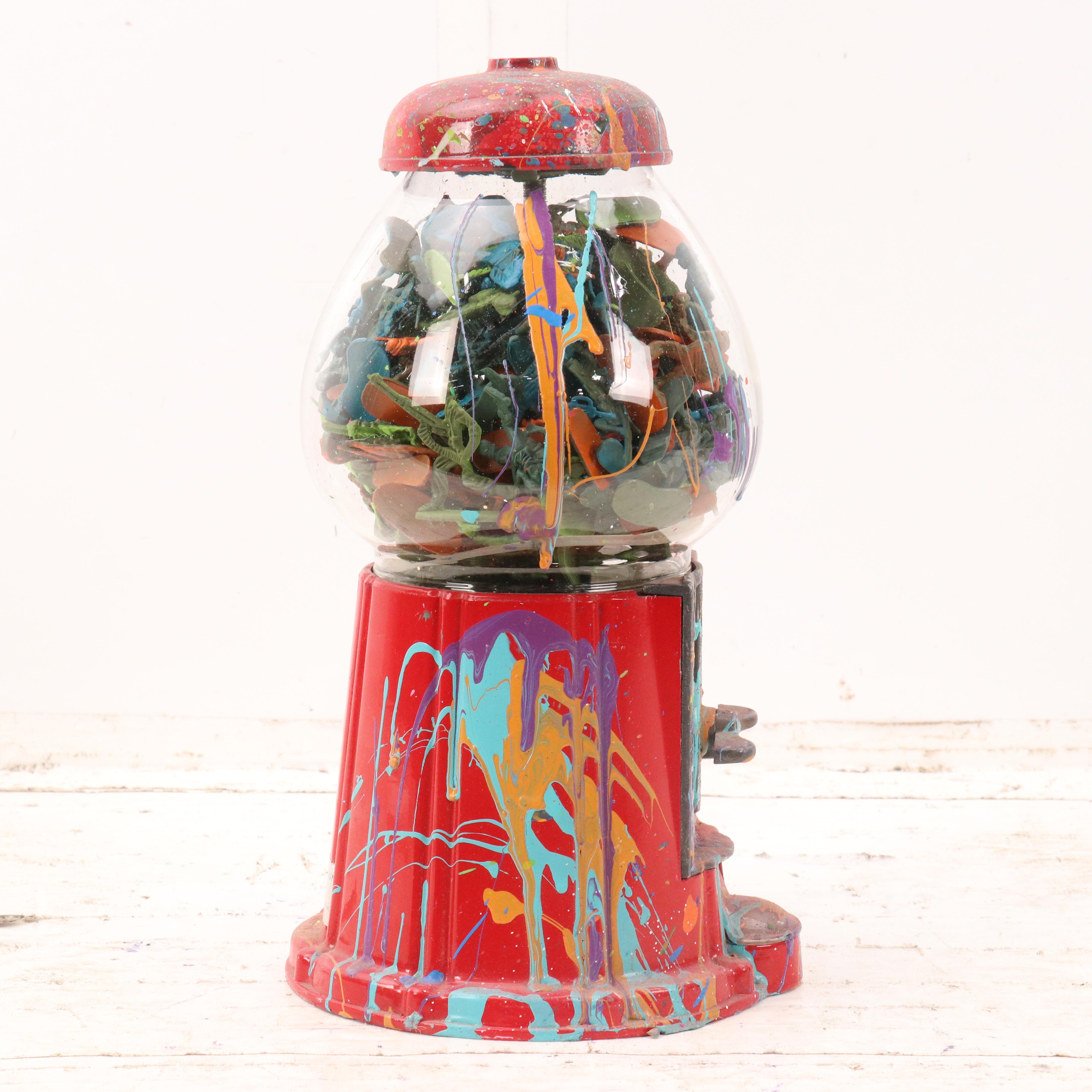 E.M. Zax Mixed Media Found Object Painted Gumball Machine, 2024