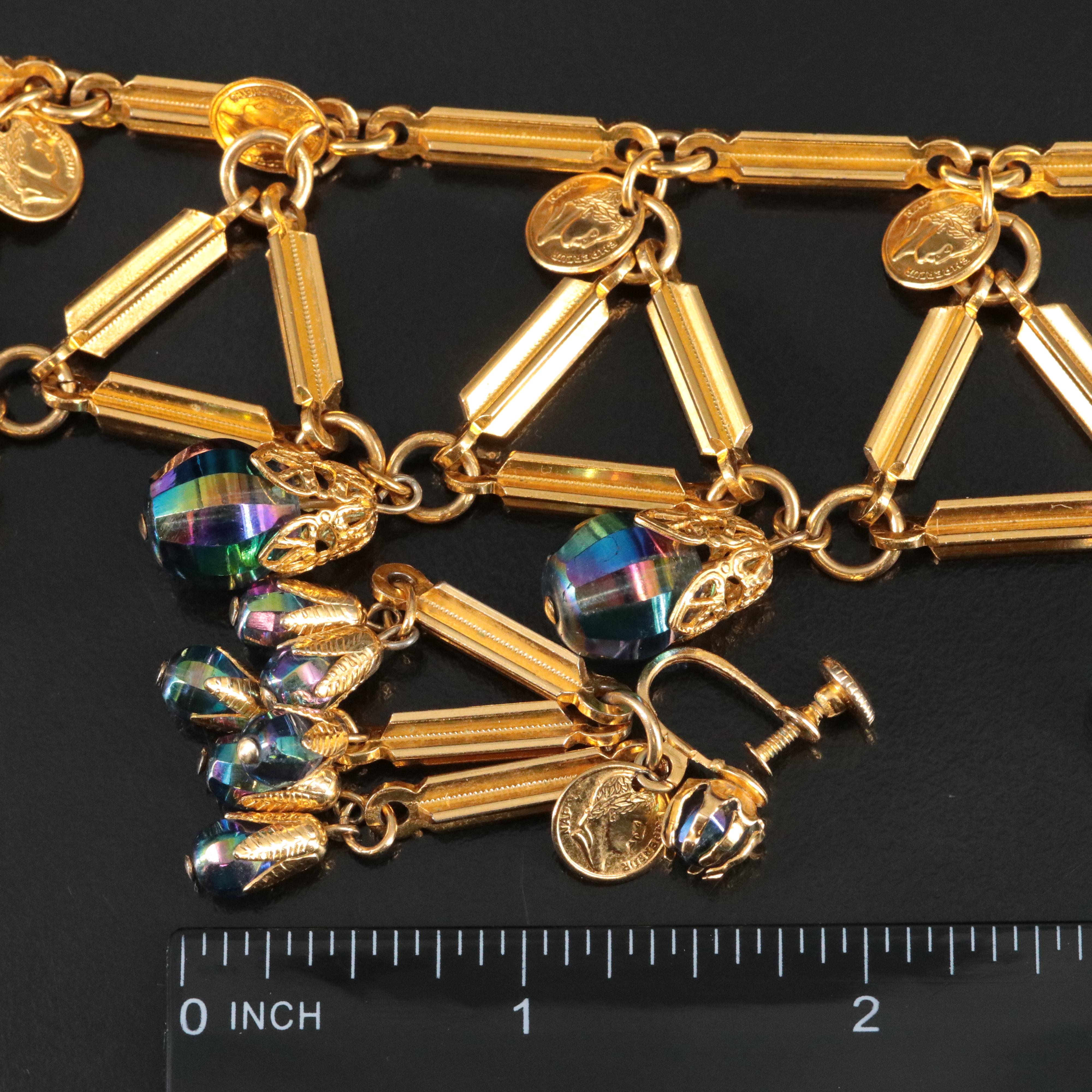 Vintage Glass Drop Necklace and Earring Set