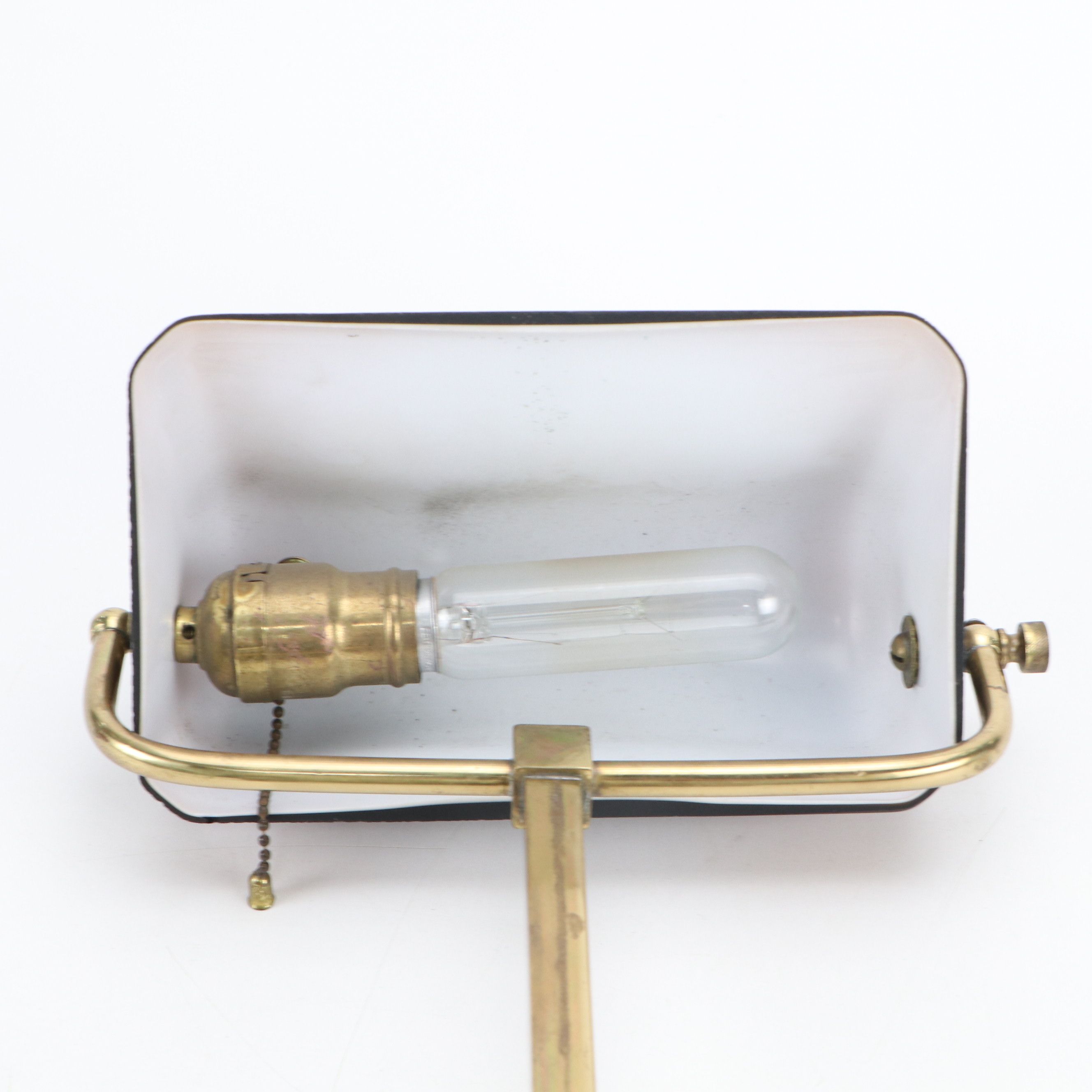 Brass Finish Banker's Desk Lamp with Cased Amber Shade