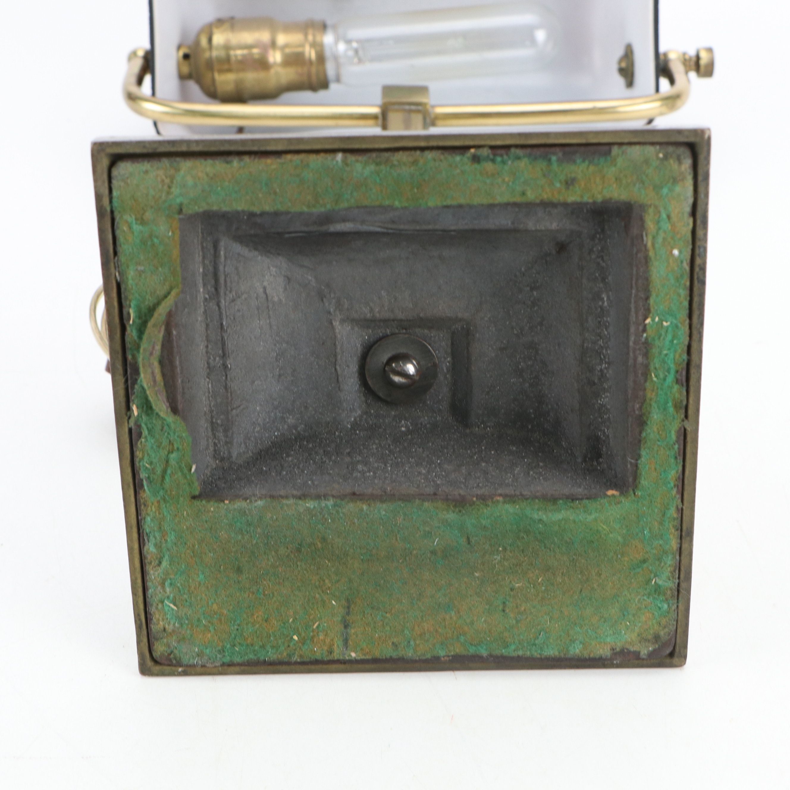 Brass Finish Banker's Desk Lamp with Cased Amber Shade