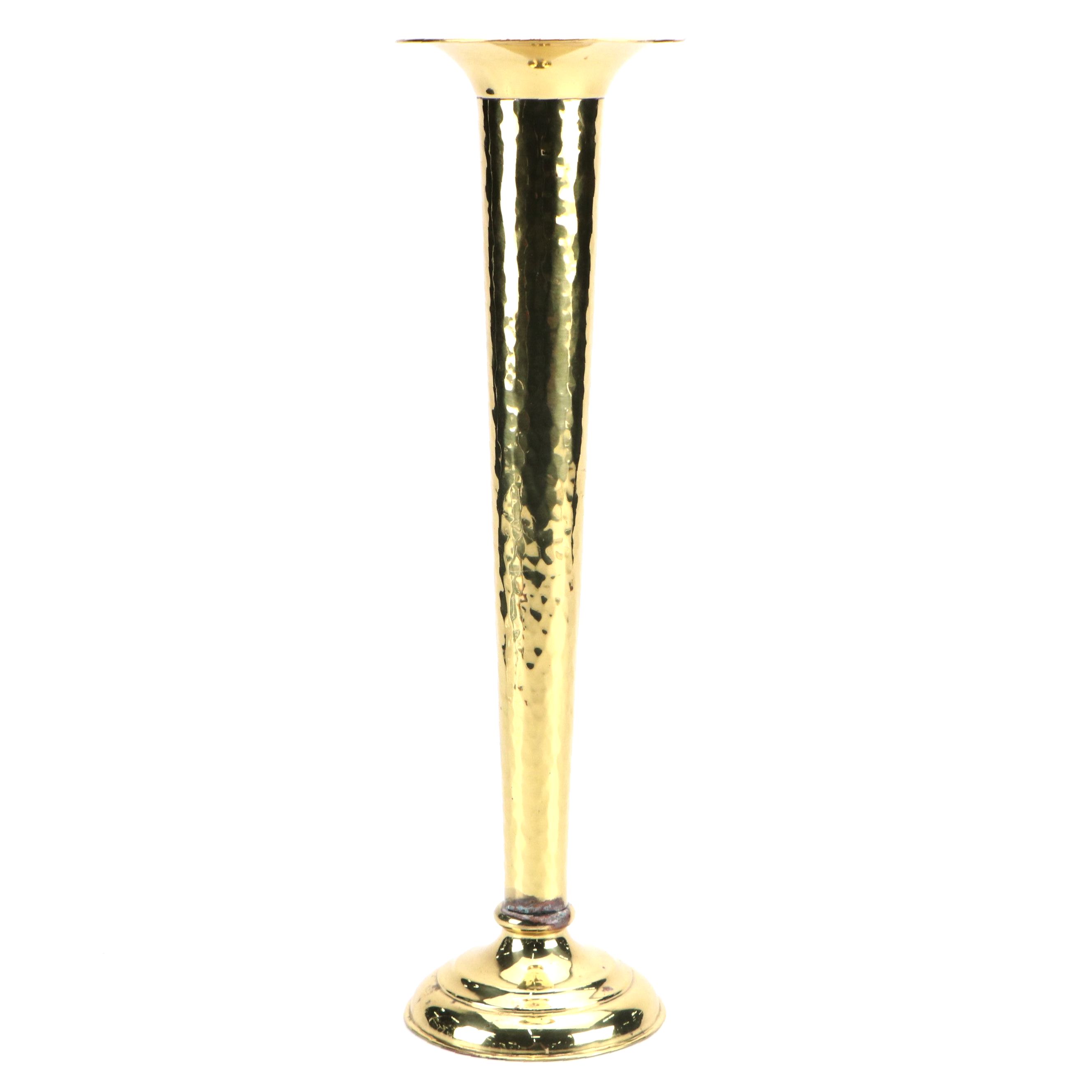 Hammered Brass Trumpet Vase