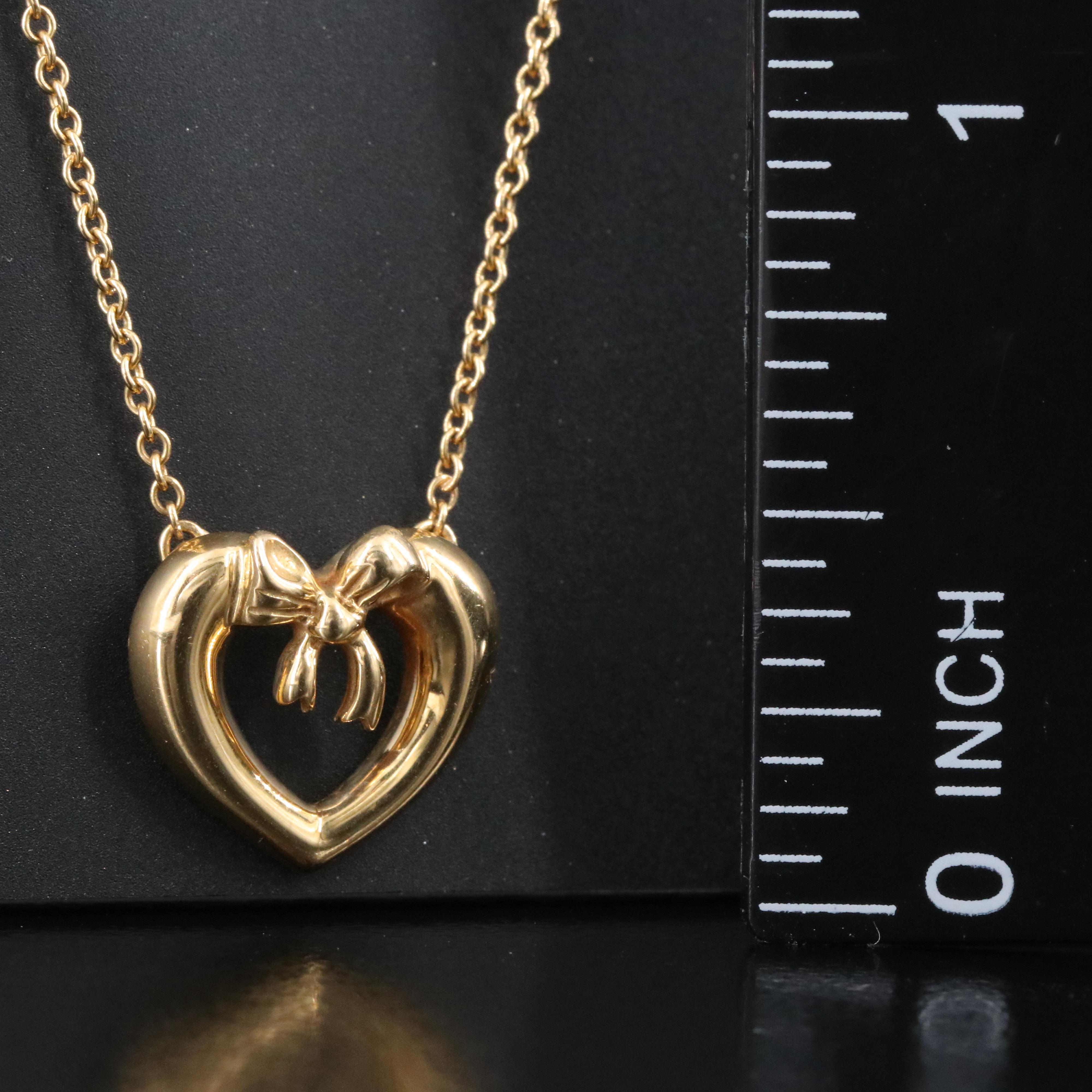 Tiffany & Co. 18K Ribbon Bow Heart Necklace