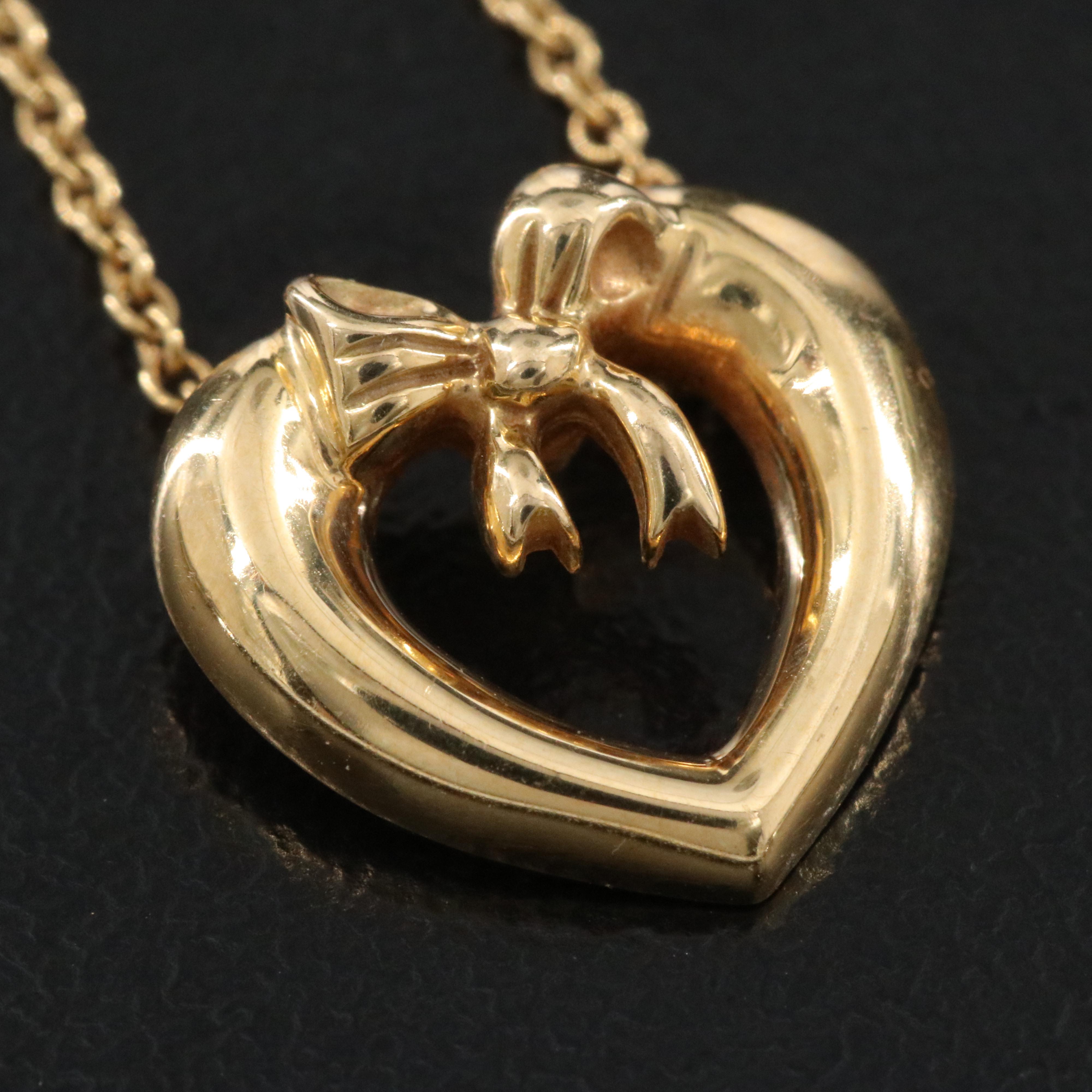 Tiffany & Co. 18K Ribbon Bow Heart Necklace
