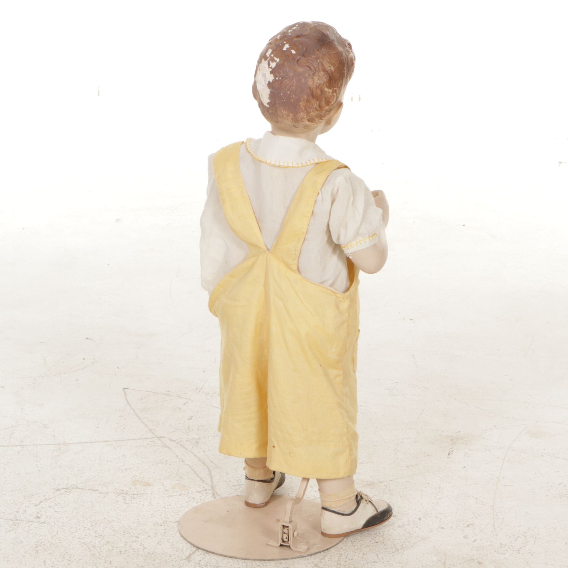 Little Boy Store Mannequin Wearing Yellow Jumper and Shirt