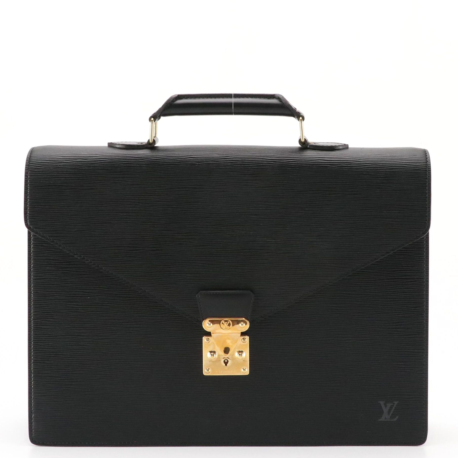 Louis Vuitton Porte Documents Bandoulière Briefcase in Black Epi Leather