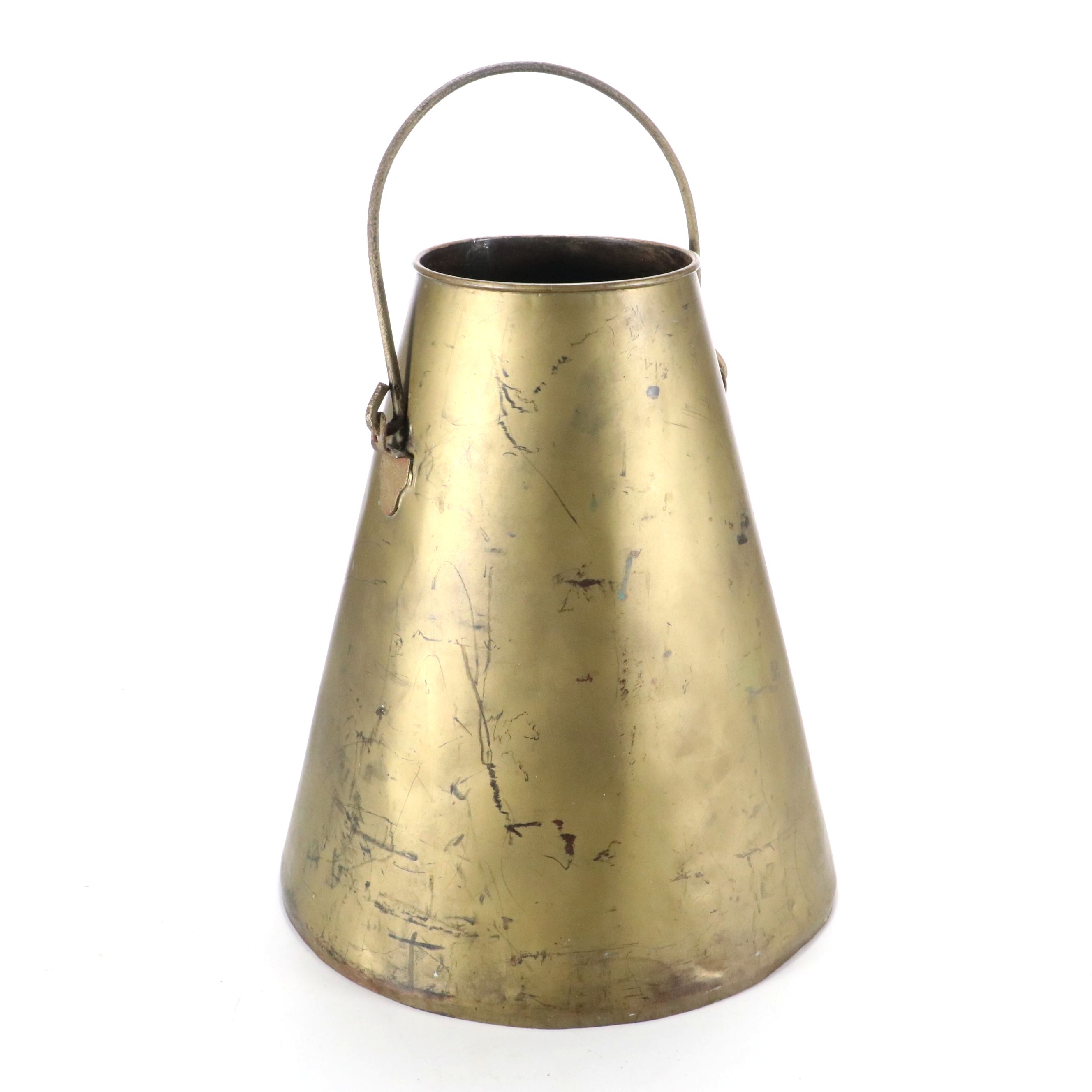 Victorian Style Brass Plated Cylindrical Pail, 20th Century