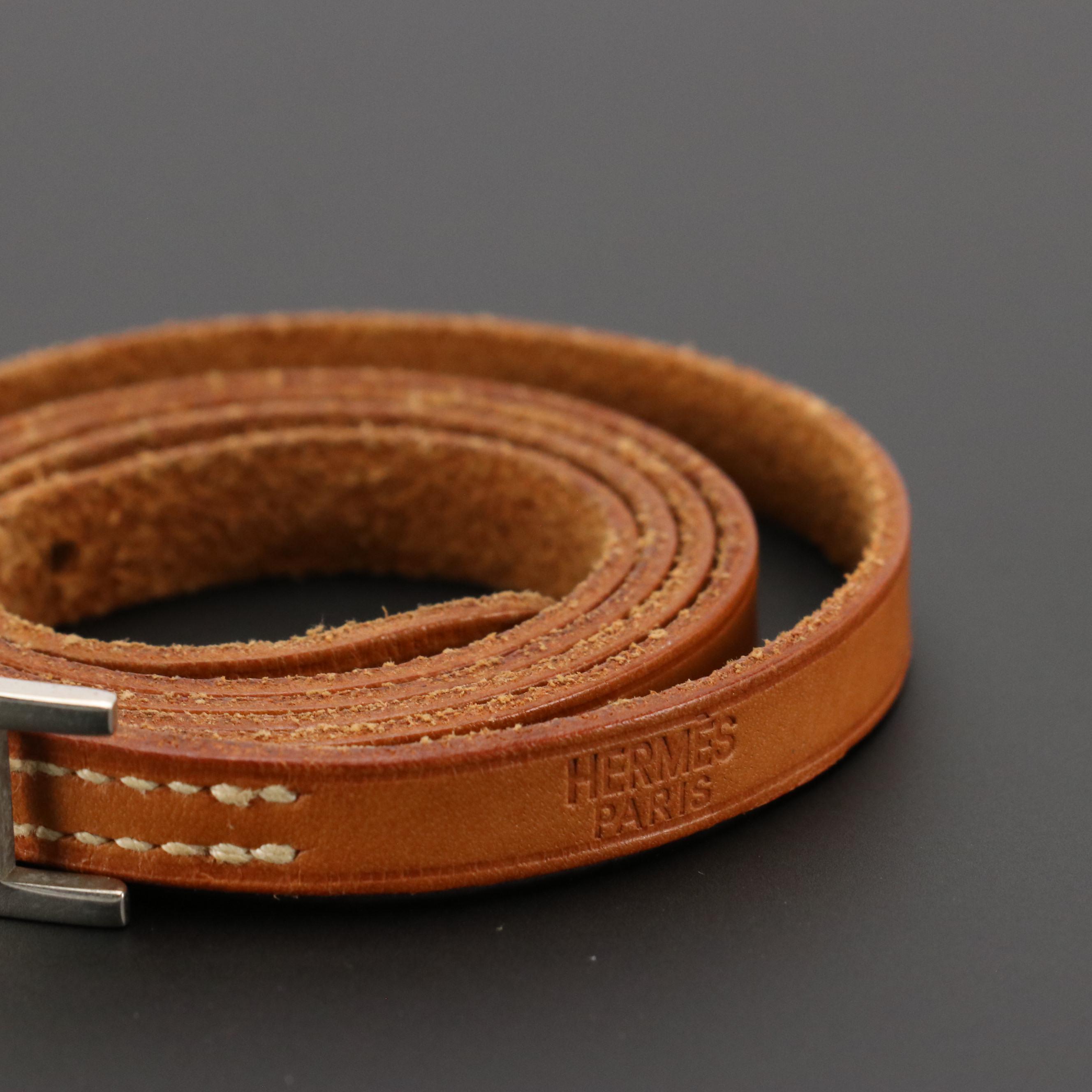 Hermès Hapi 4 Wrap Bracelet in Brown Swift Leather