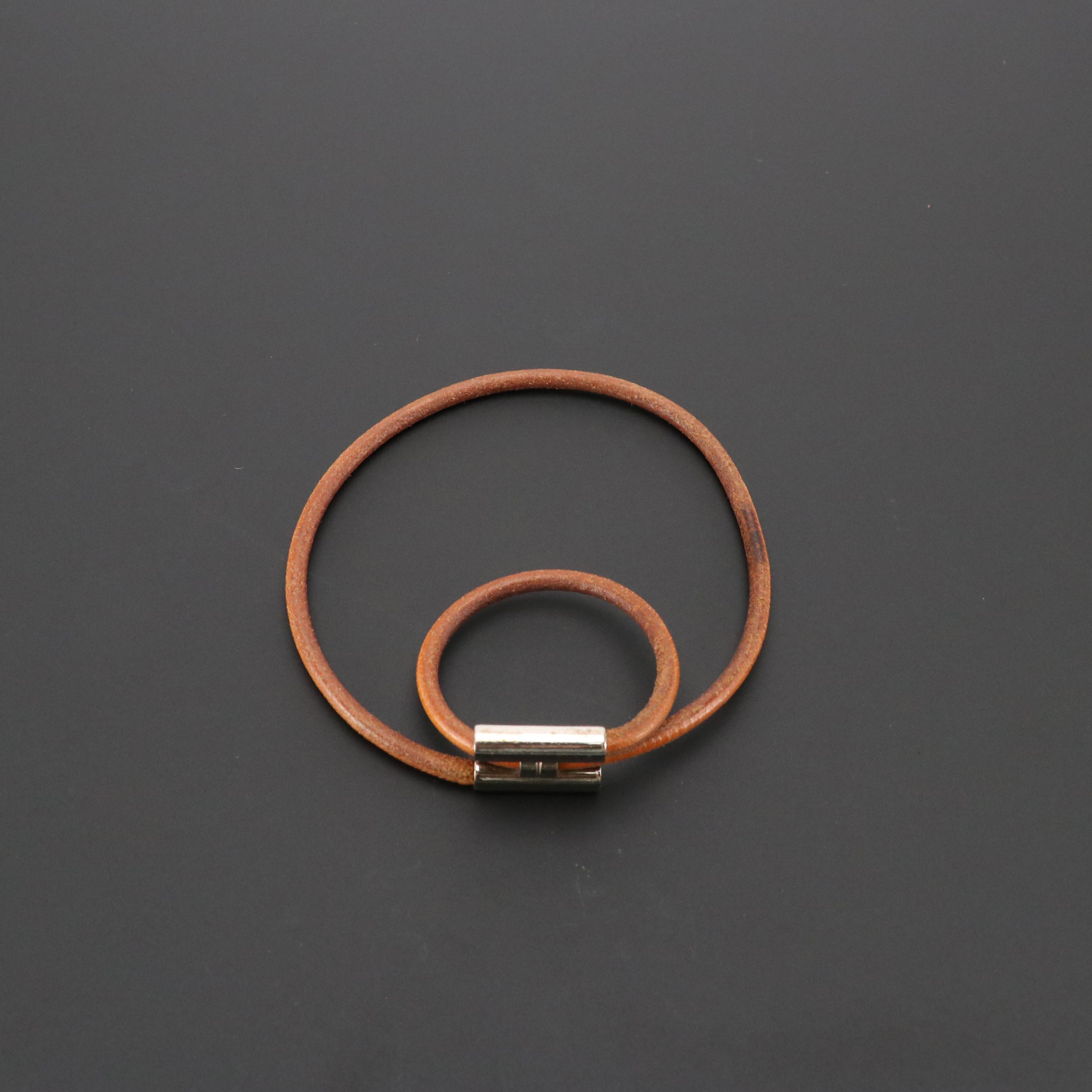 Hermès Tournis Tresse Bracelet in Brown Leather