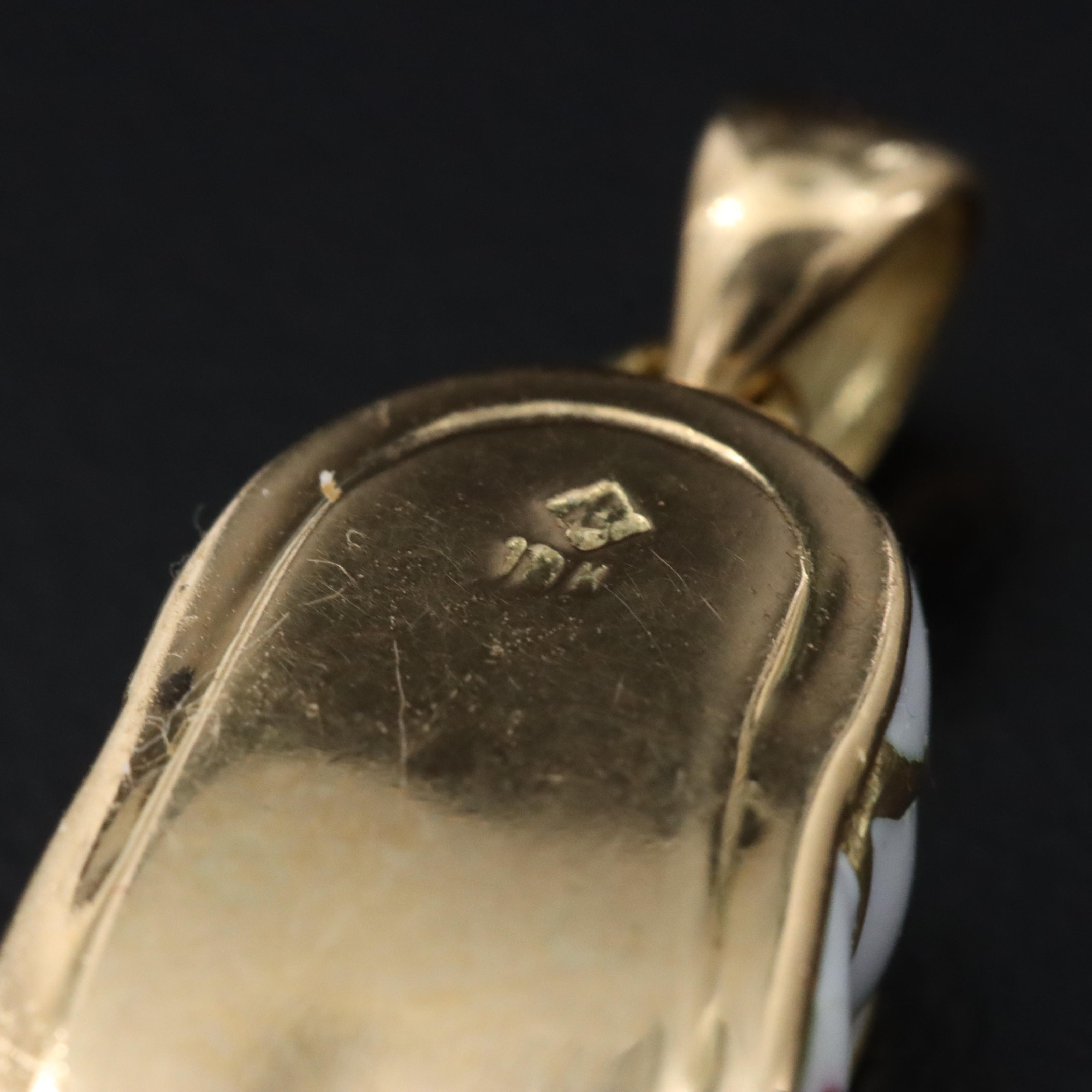 18K Flower Enamel Shoe Pendant with 0.12 CTW Diamond Bow