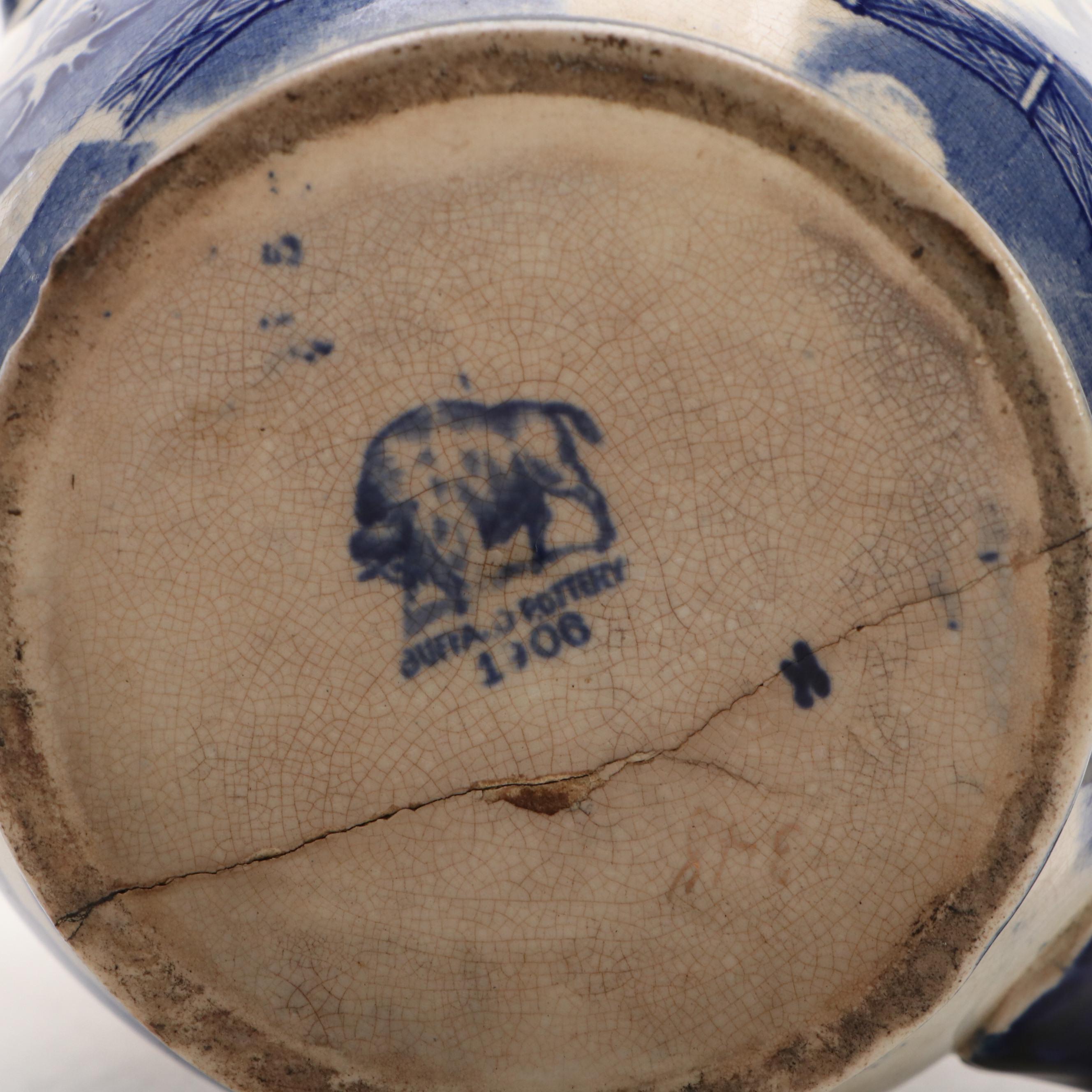 Buffalo Pottery Blue Willow Ceramic Pitcher, Early 20th Century