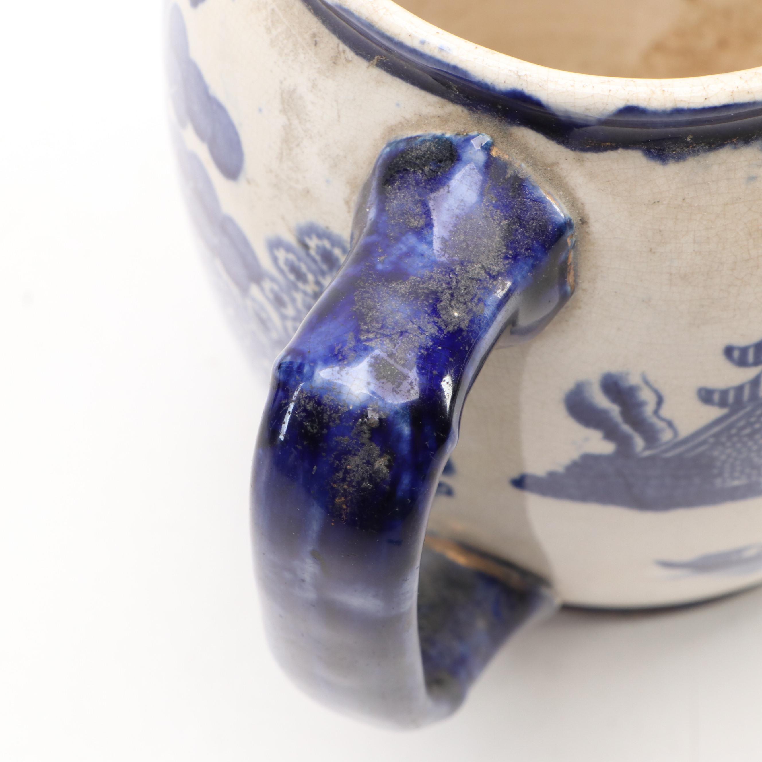 Buffalo Pottery Blue Willow Ceramic Pitcher, Early 20th Century