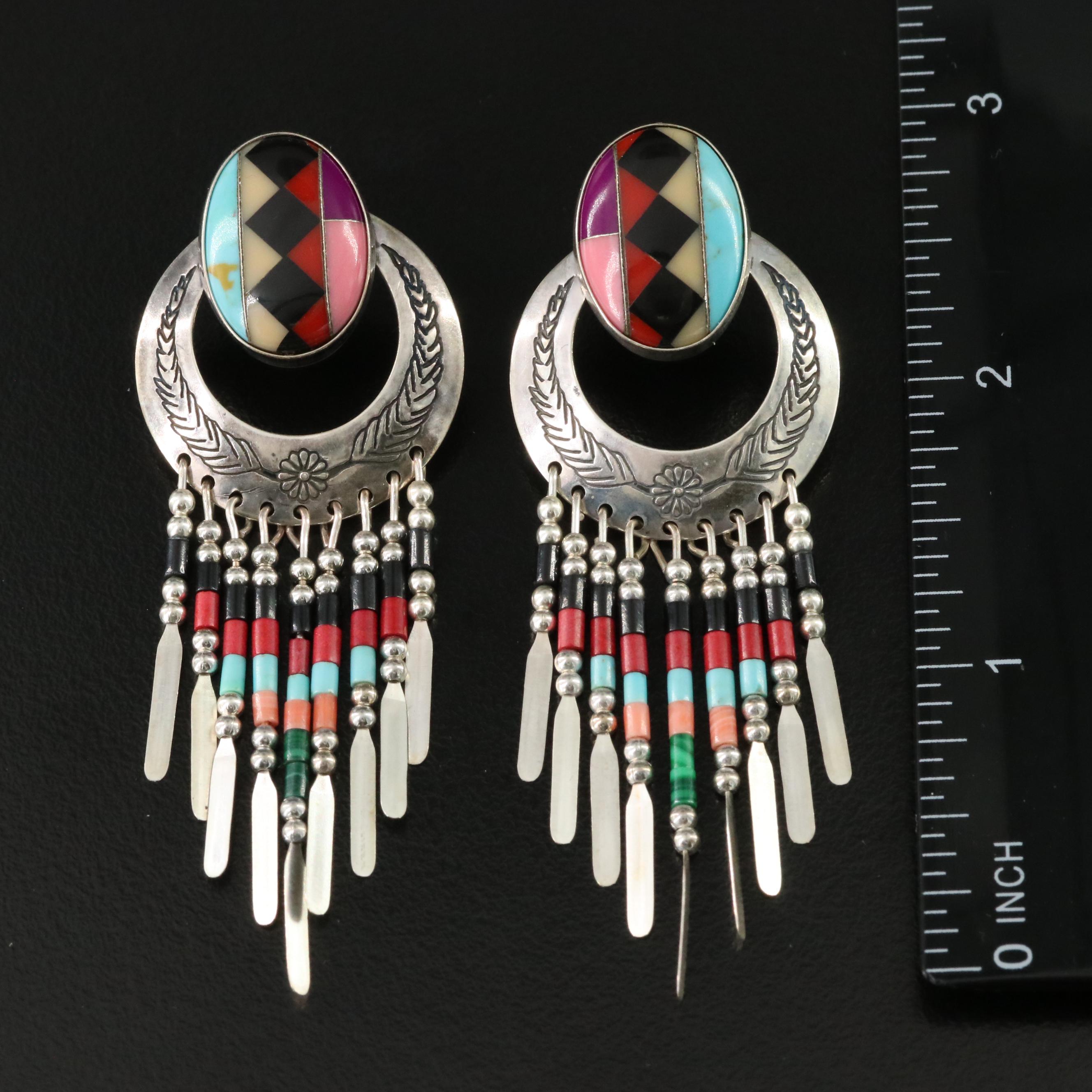 Western Quoc Turquoise & Southwestern Signed Sterling Gemstone Inlay Jewelry