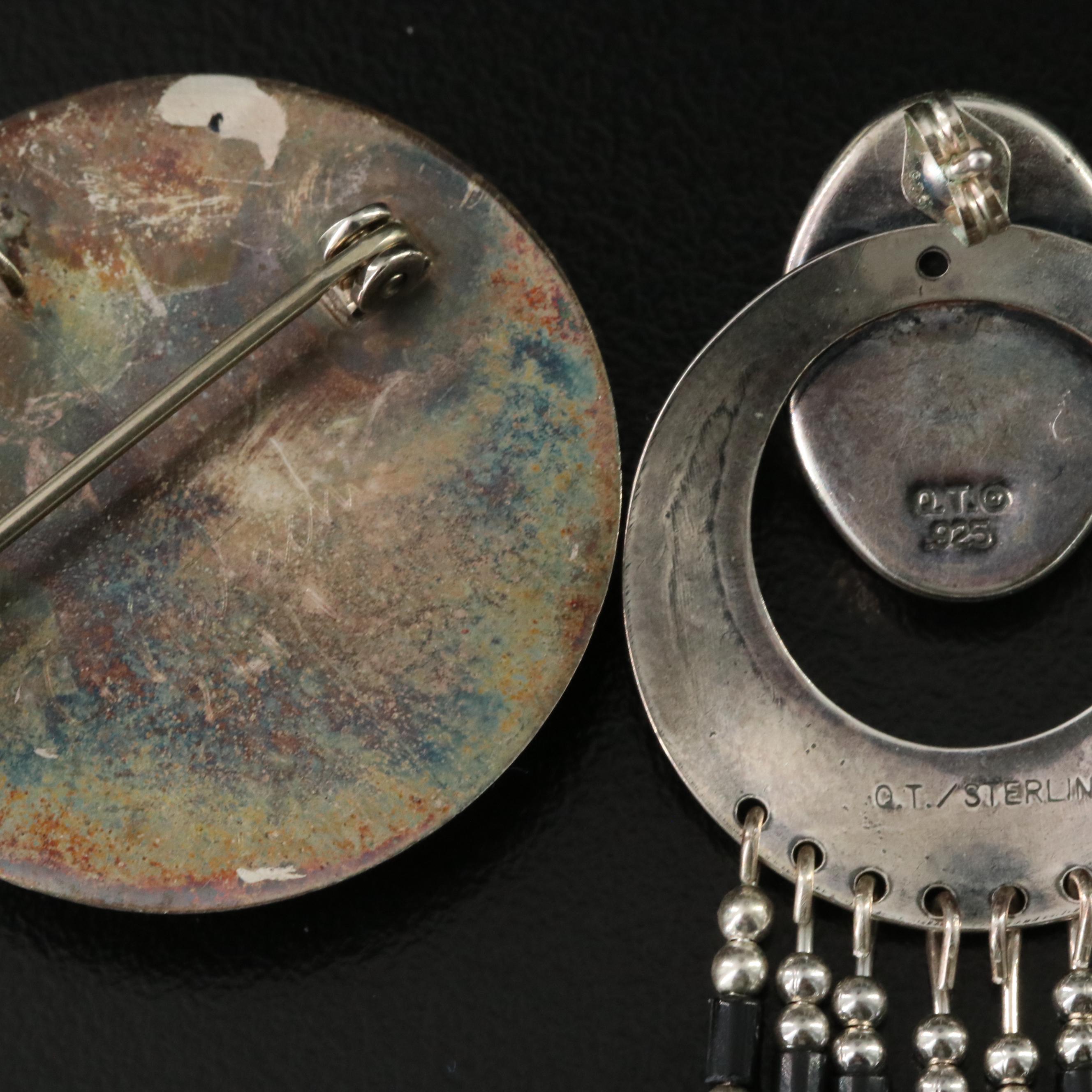 Western Quoc Turquoise & Southwestern Signed Sterling Gemstone Inlay Jewelry