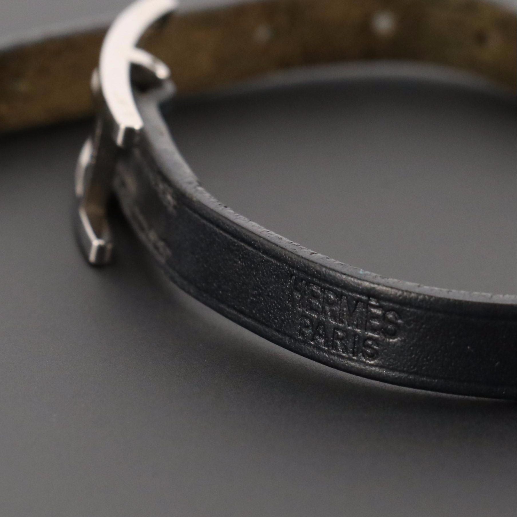 Hermès Hapi Bracelet in Black Swift Leather