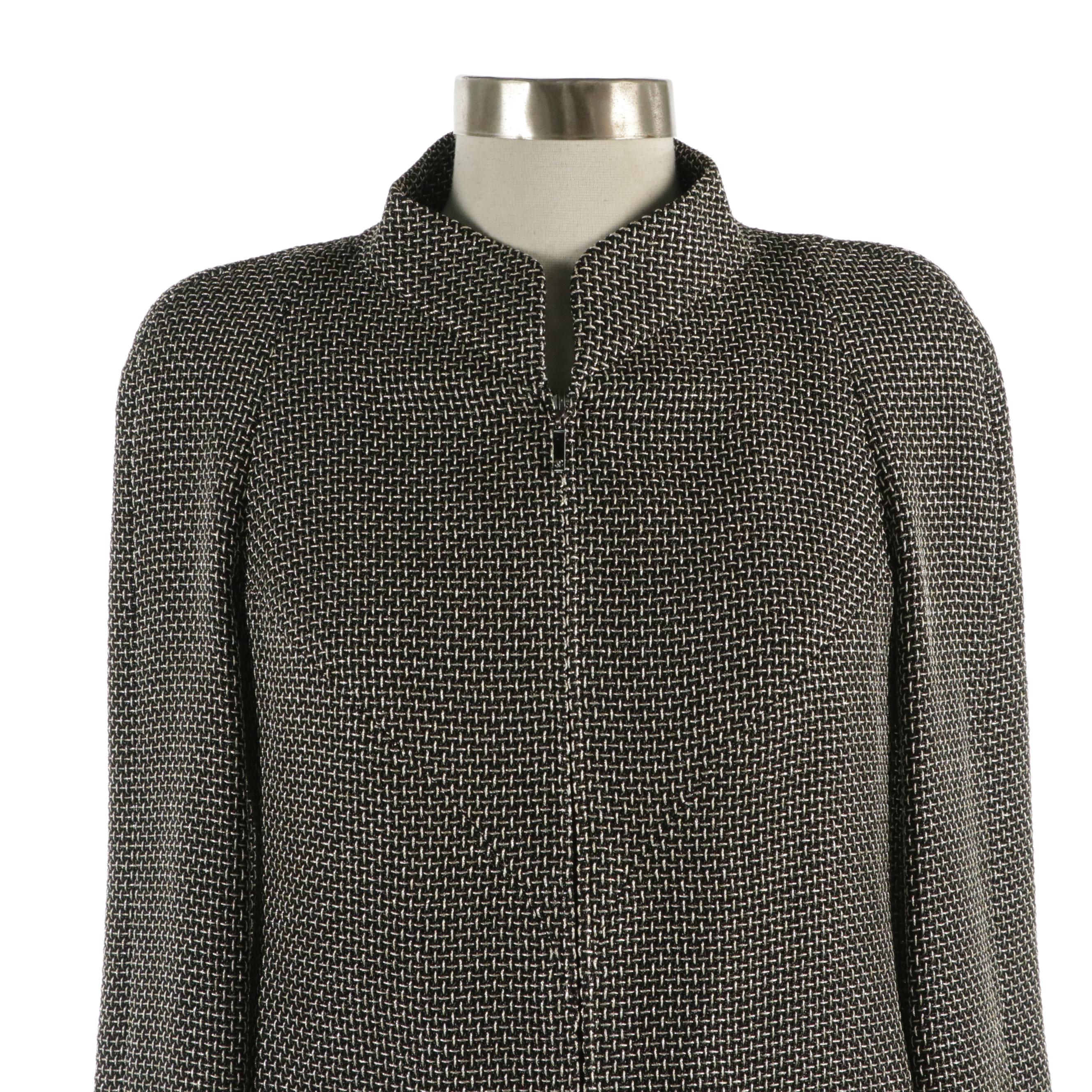 Chanel Metallic Tweed Sleeveless Suit Dress and Matching Zip Blazer Jacket