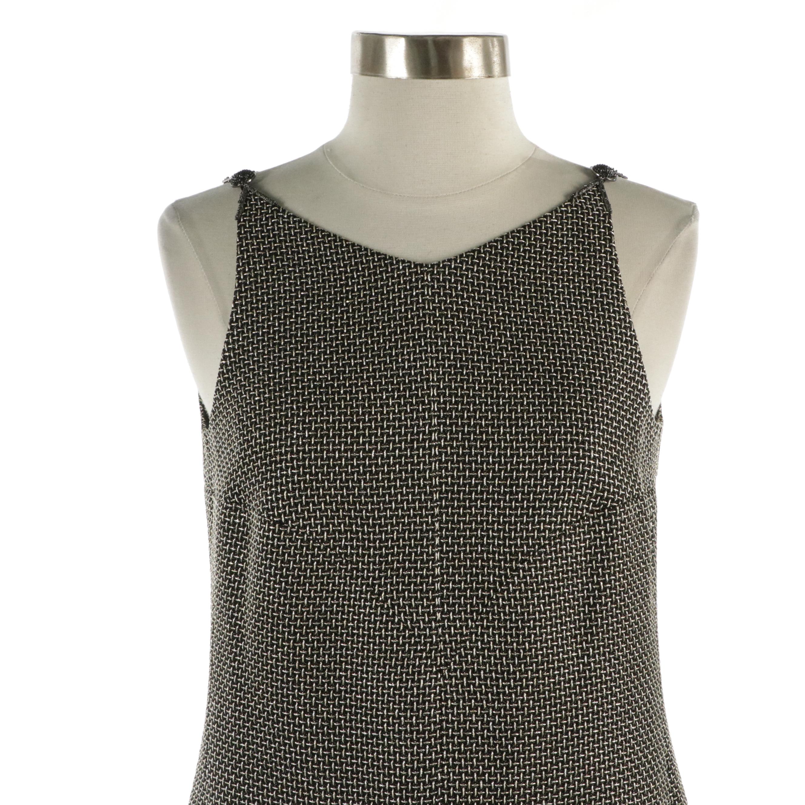 Chanel Metallic Tweed Sleeveless Suit Dress and Matching Zip Blazer Jacket